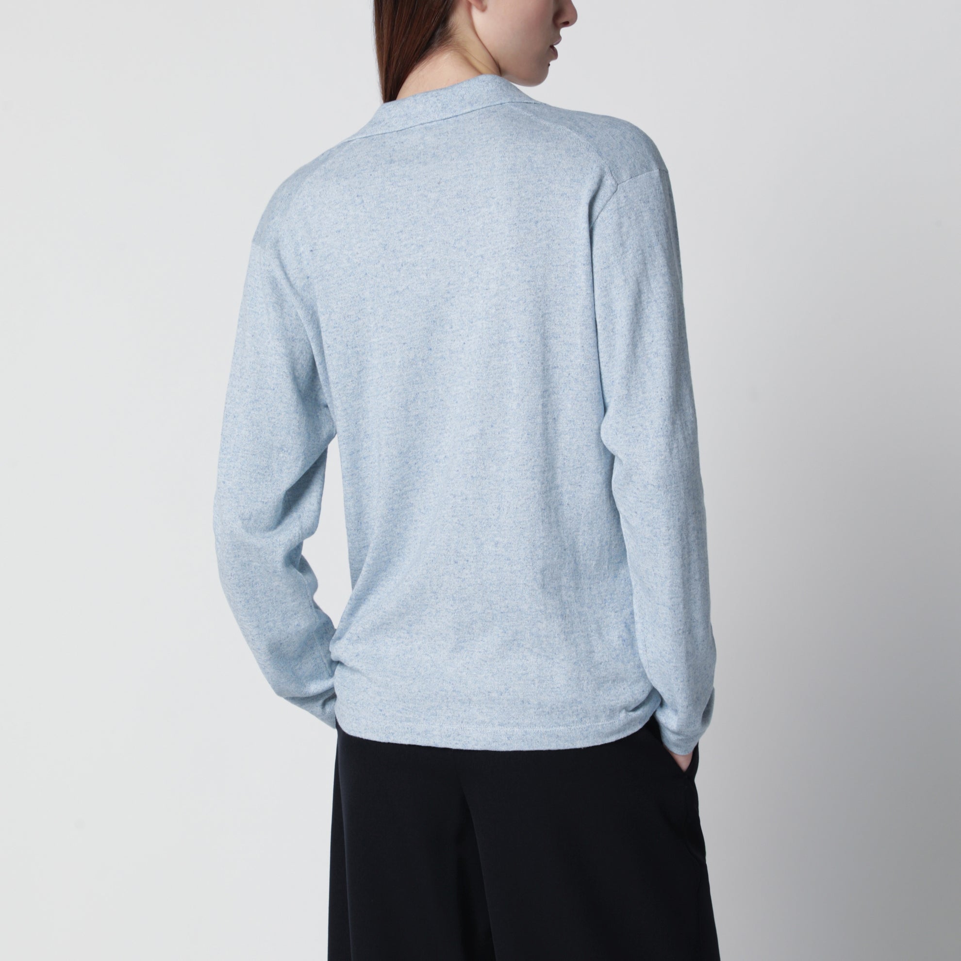 Niosa oversized cotton-linen polo in ice blue