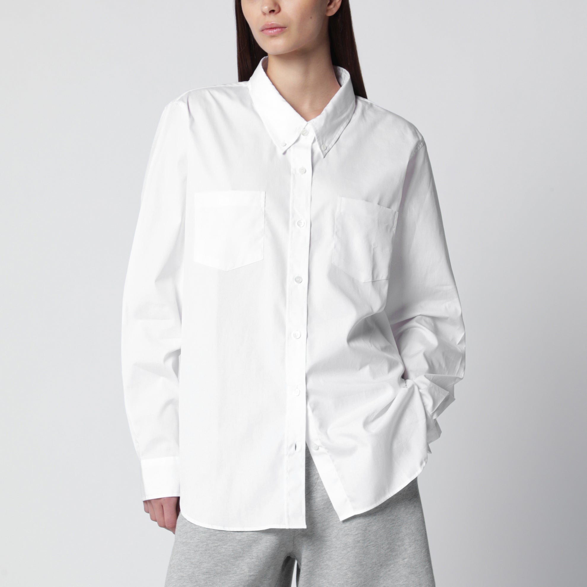 White button-down cotton shirt