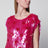 Fuchsia silk top with sequins
