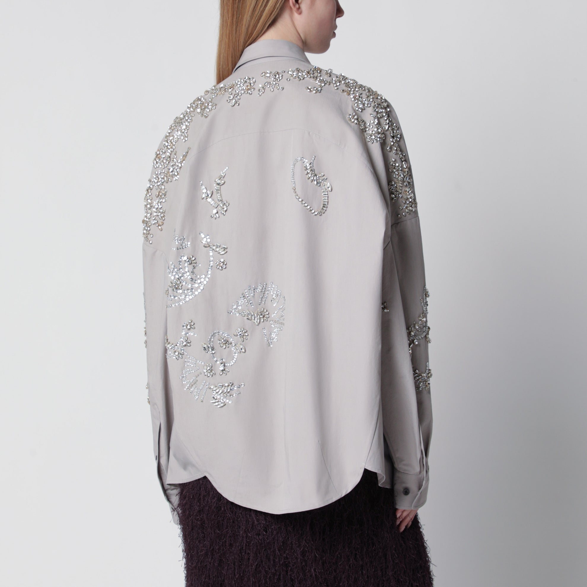 Grey shirt with sequin embroidery