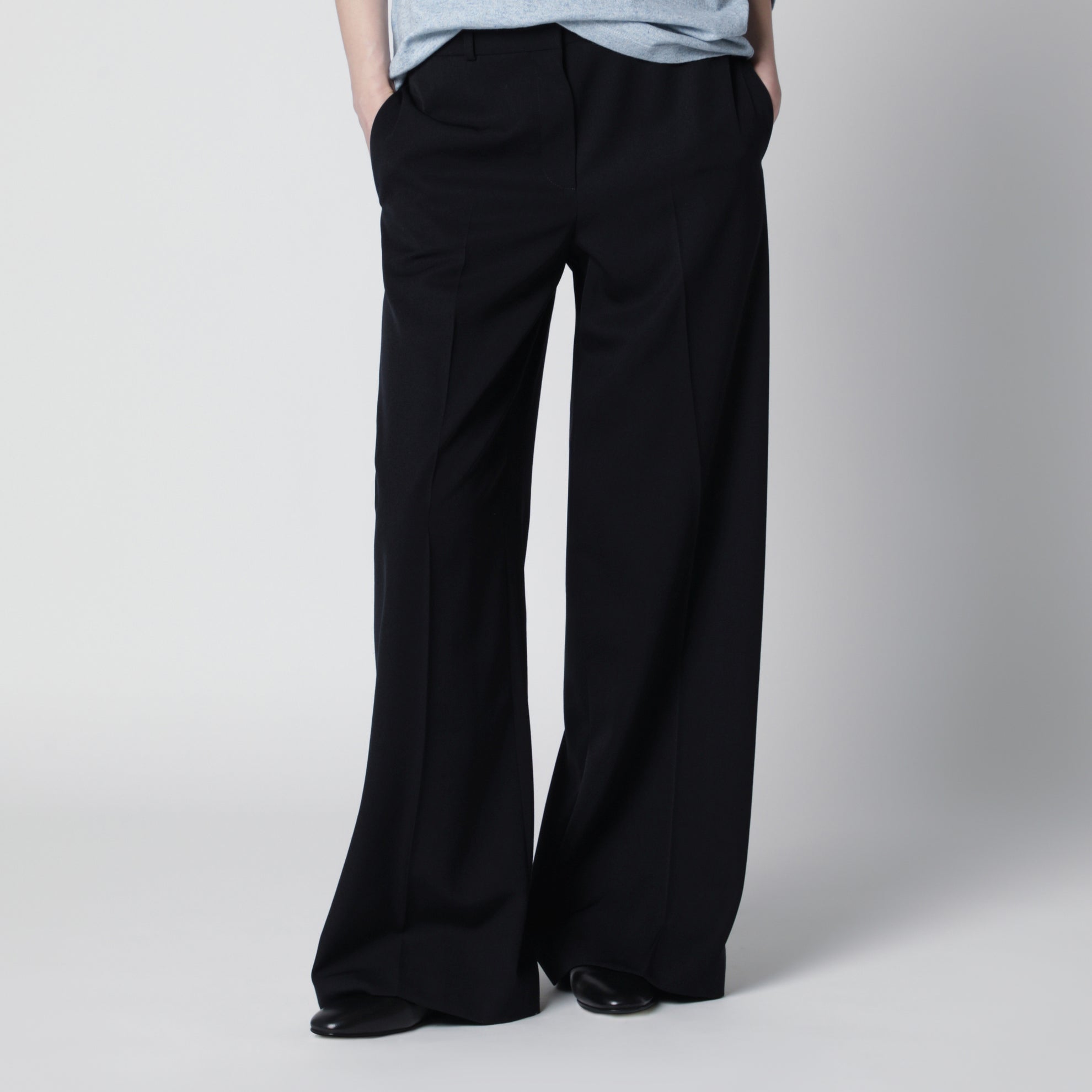 Pantalon Dender en gabardine de laine bleu marine