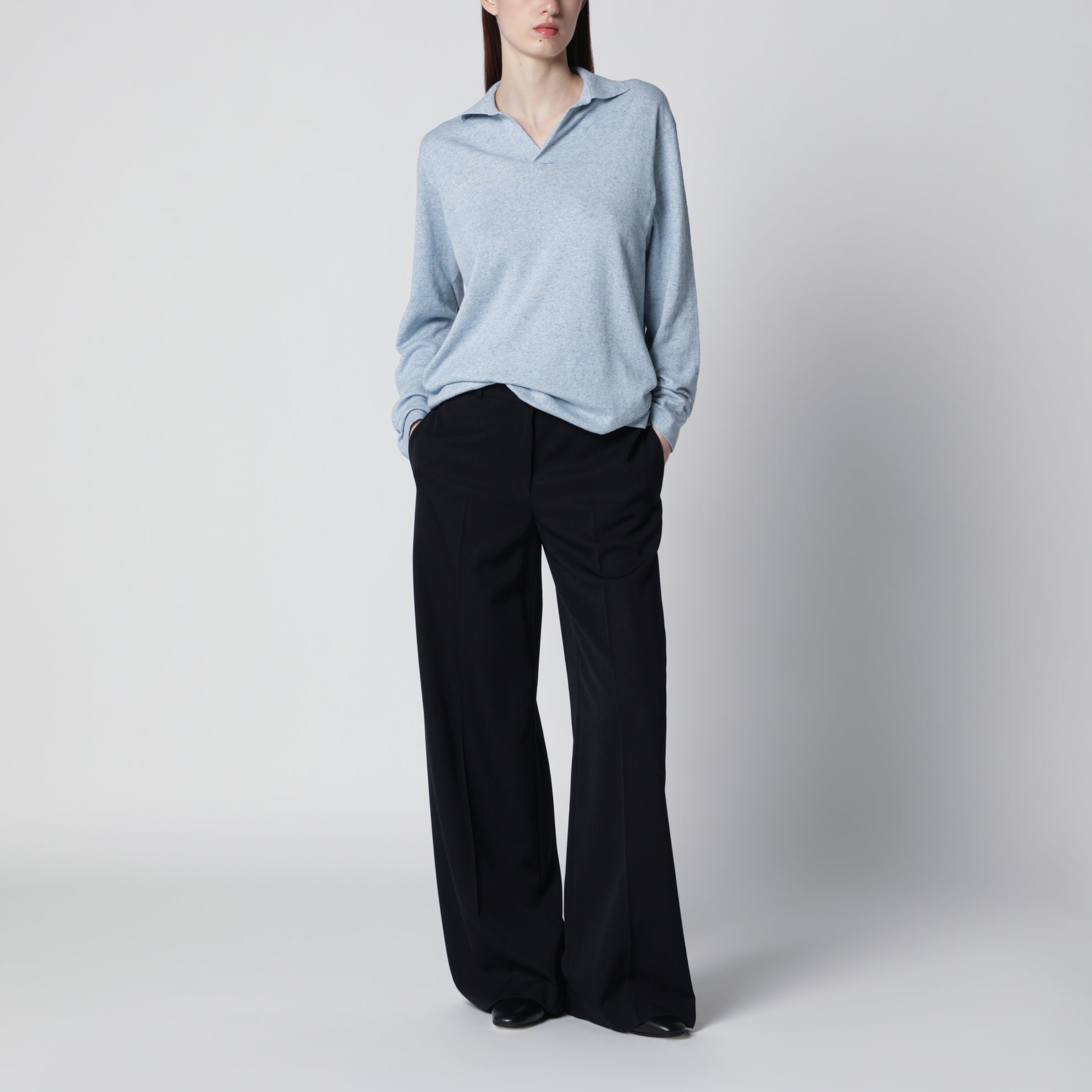 Pantalon Dender en gabardine de laine bleu marine