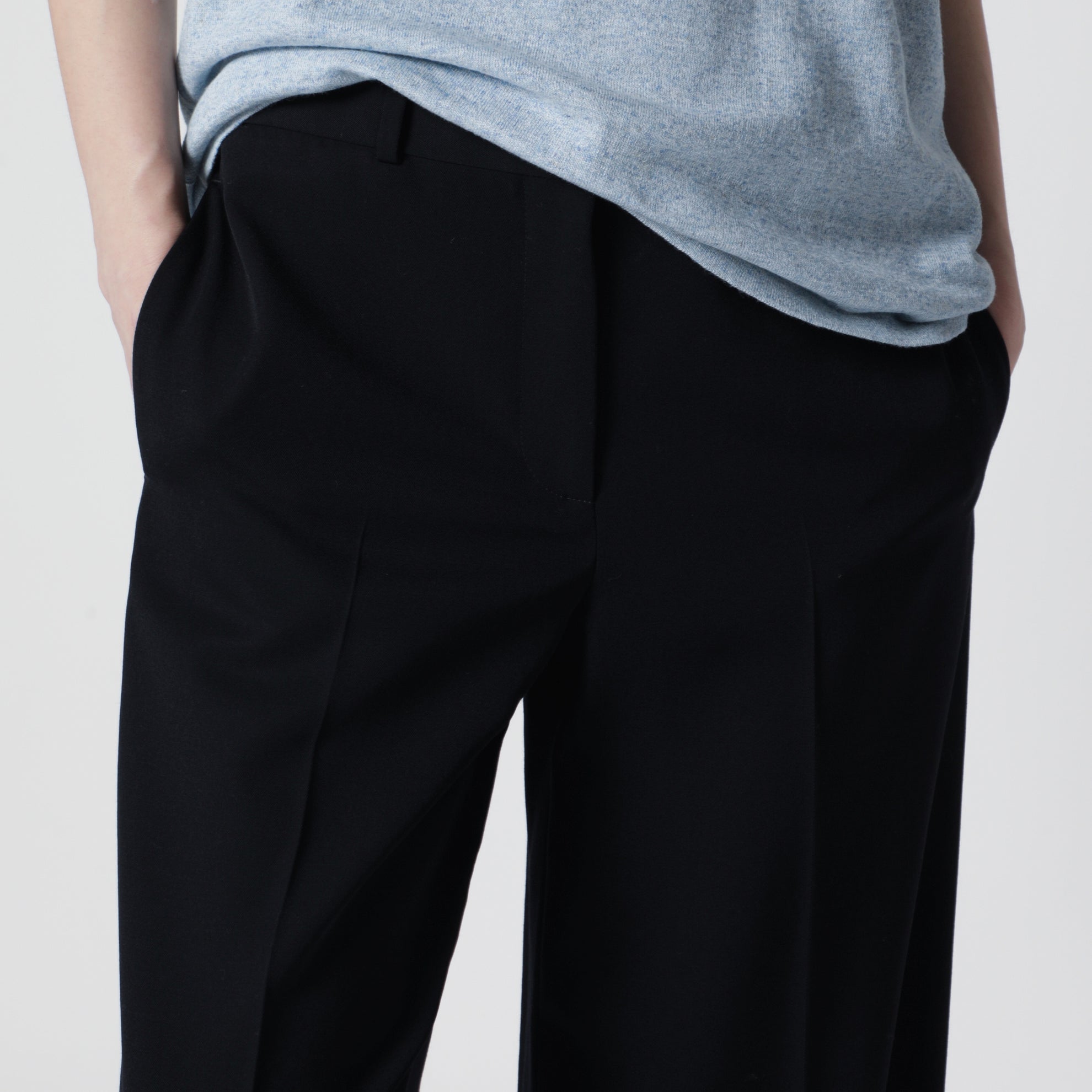 Pantalon Dender en gabardine de laine bleu marine