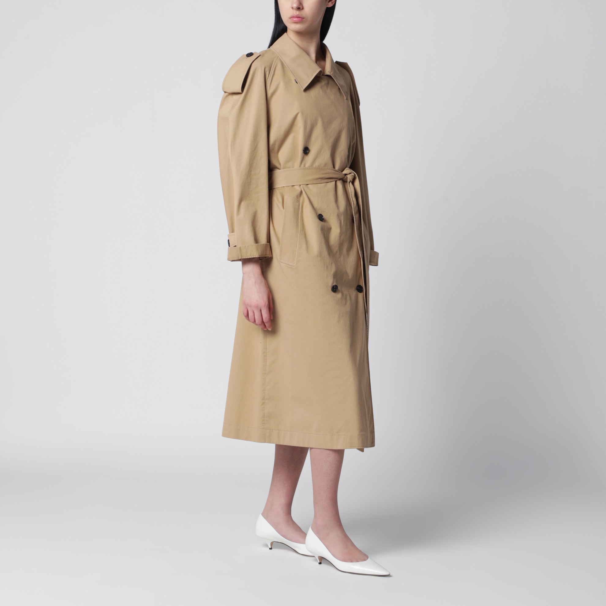 Dester double-breasted cotton-cashmere trench in sand