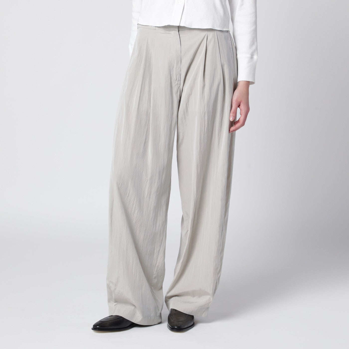 Pantalone Iven grigio fumo in misto seta
