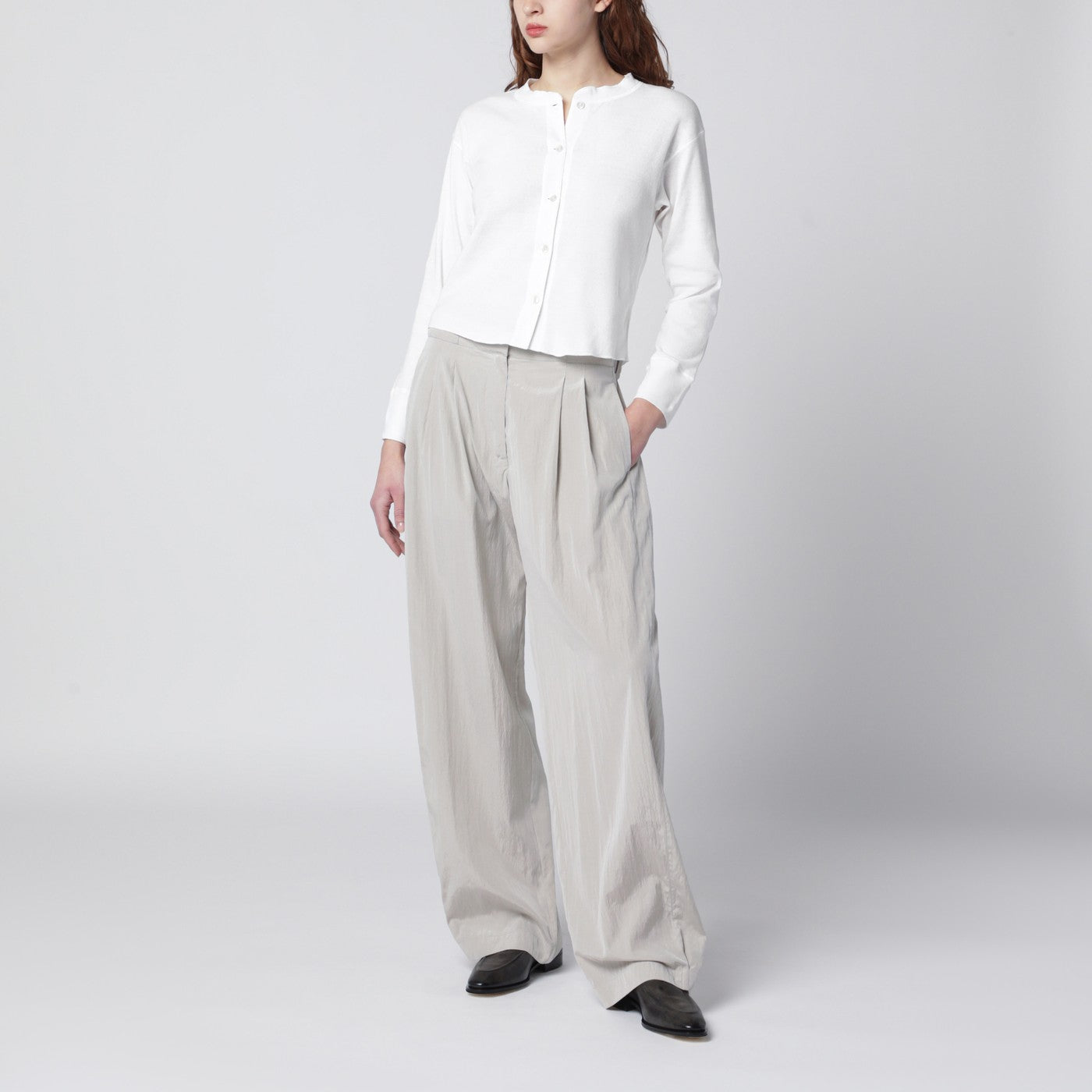 Pantalone Iven grigio fumo in misto seta