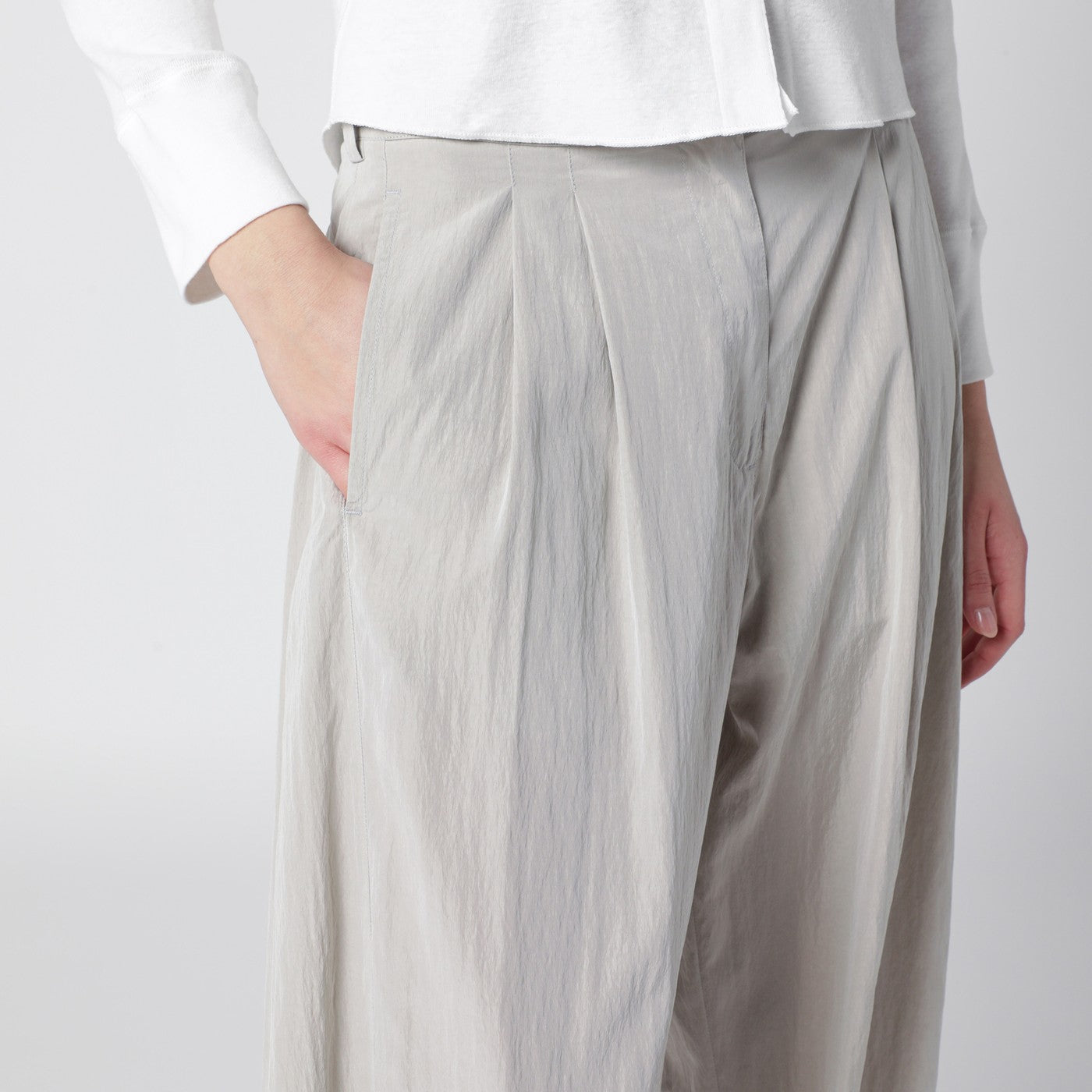 Pantalone Iven grigio fumo in misto seta