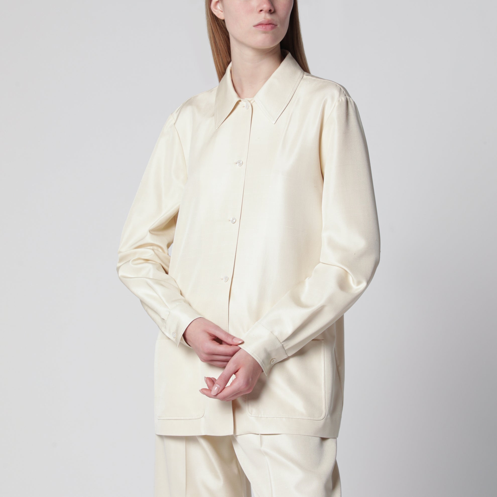 Lucetta shantung silk shirt in vanilla