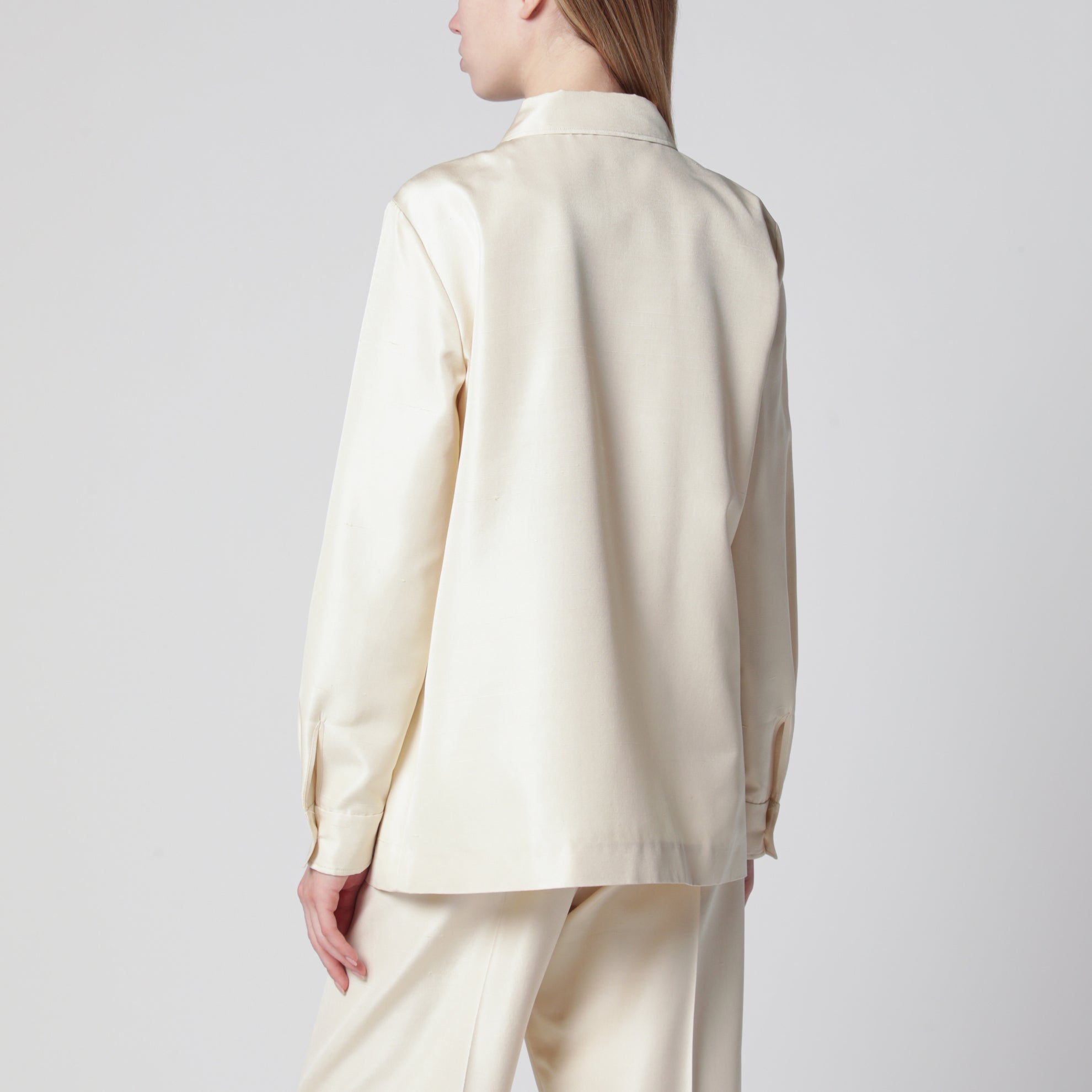 Lucetta shantung silk shirt in vanilla