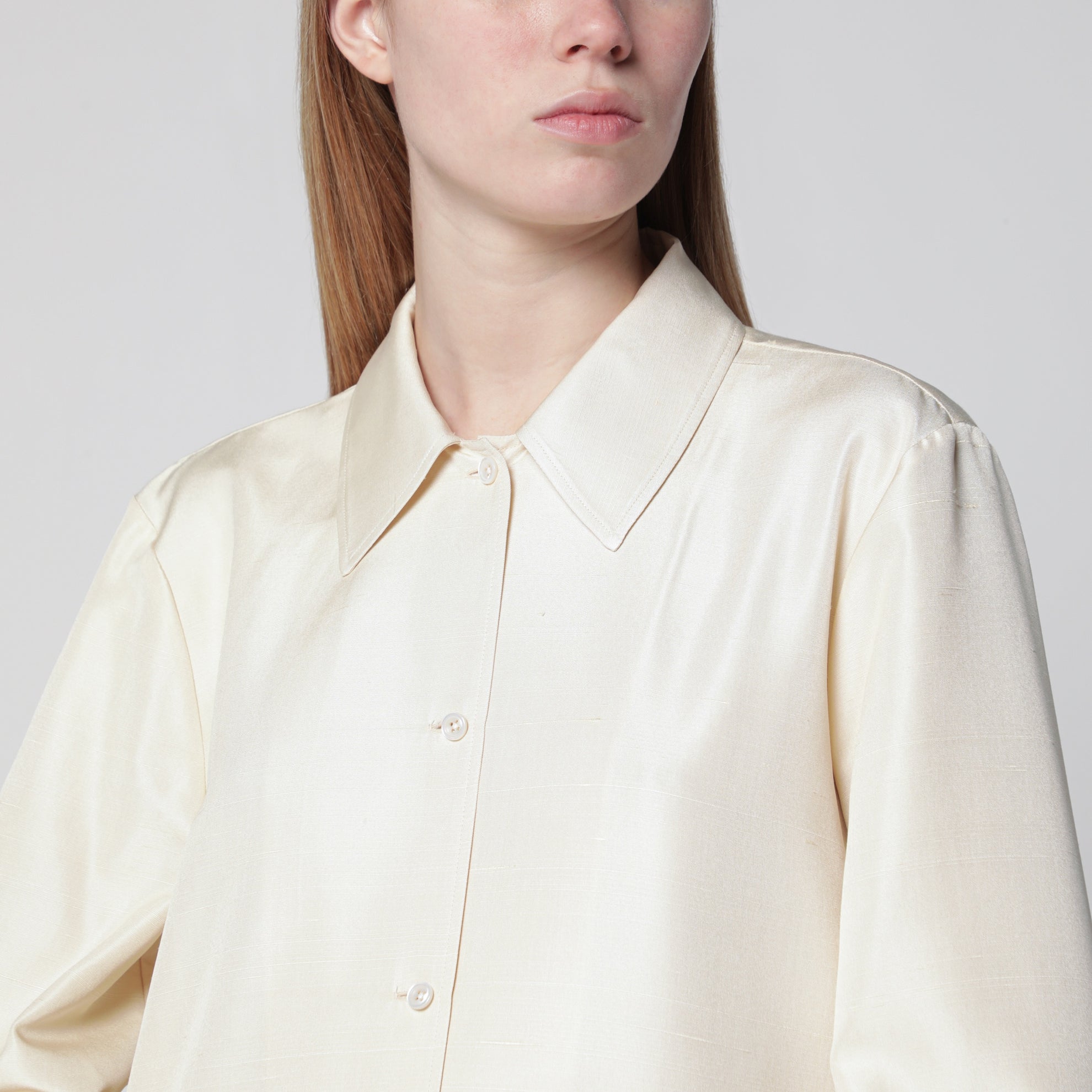 Lucetta shantung silk shirt in vanilla
