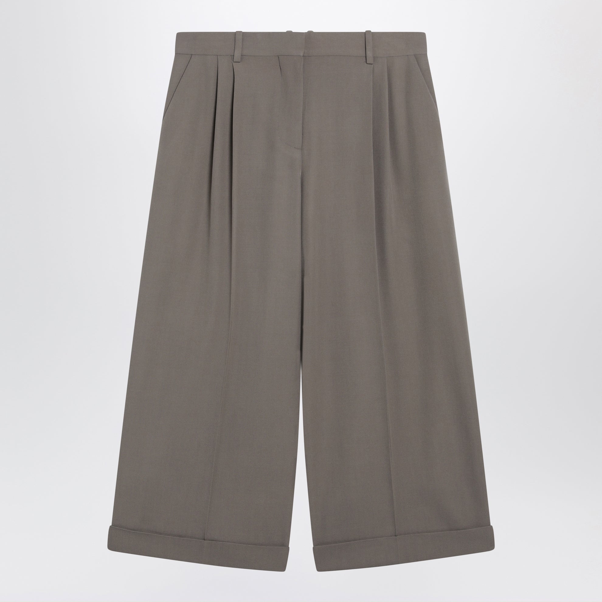 Pantalon cropped en laine couleur poussière