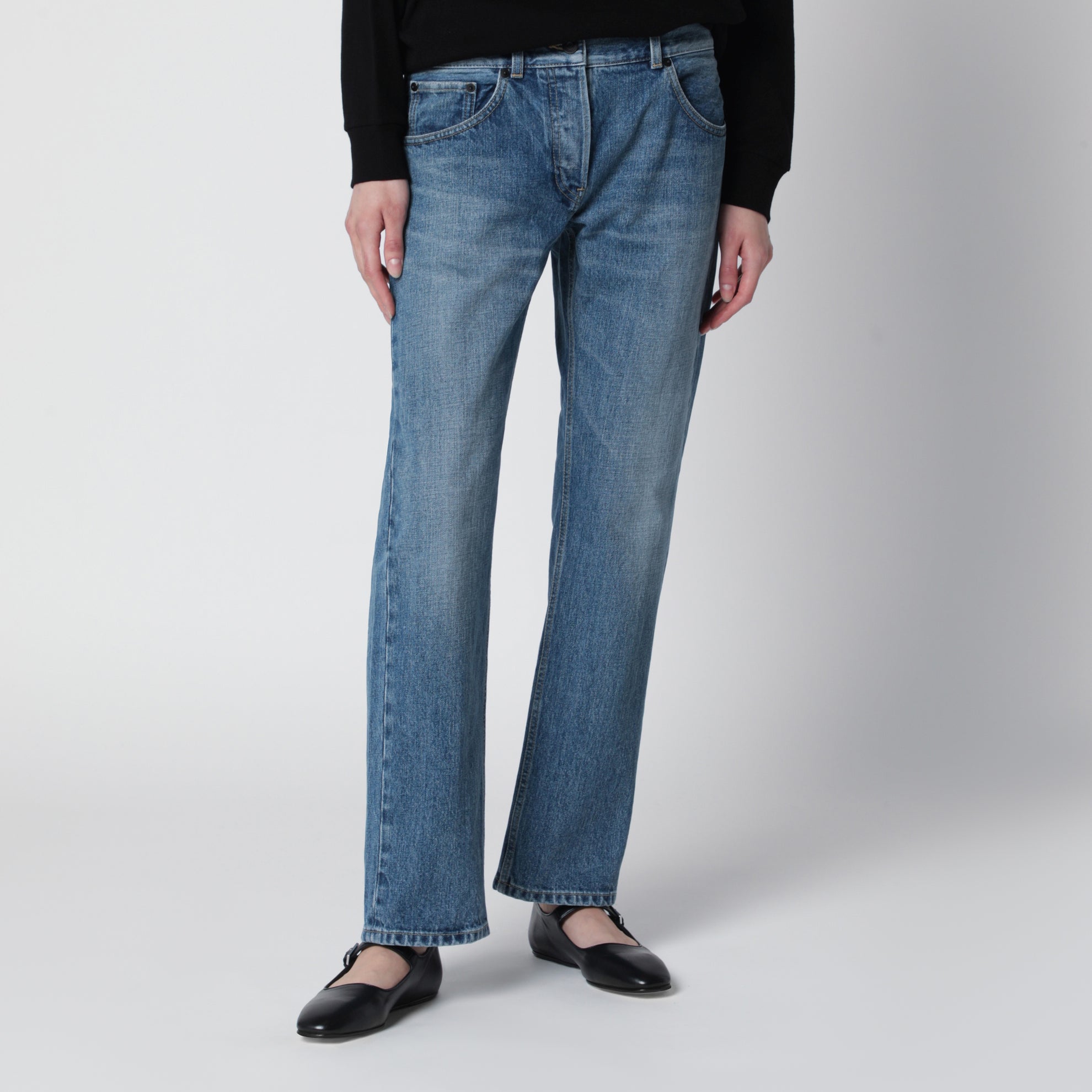 Fima Low-Rise Jeans mit geradem Bein aus Denim, mittelindigo