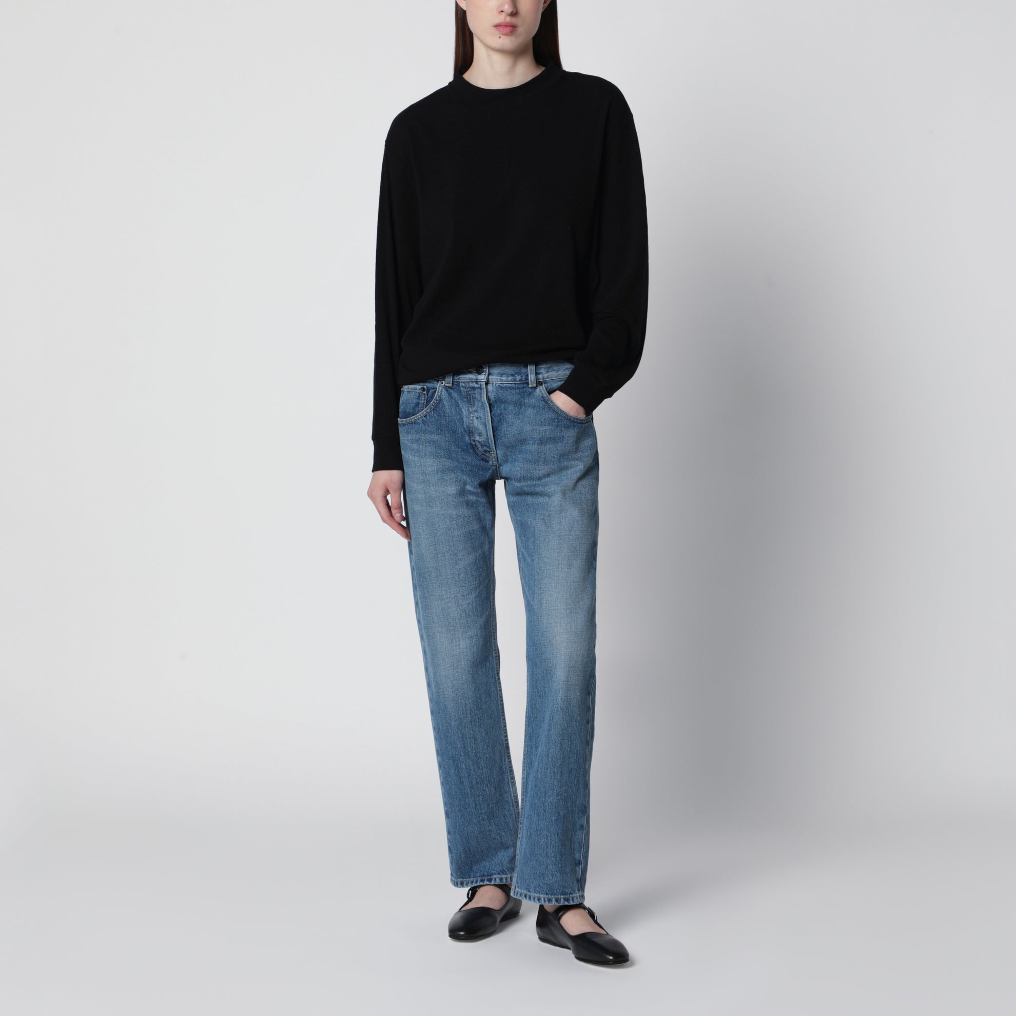 Fima Low-Rise Jeans mit geradem Bein aus Denim, mittelindigo