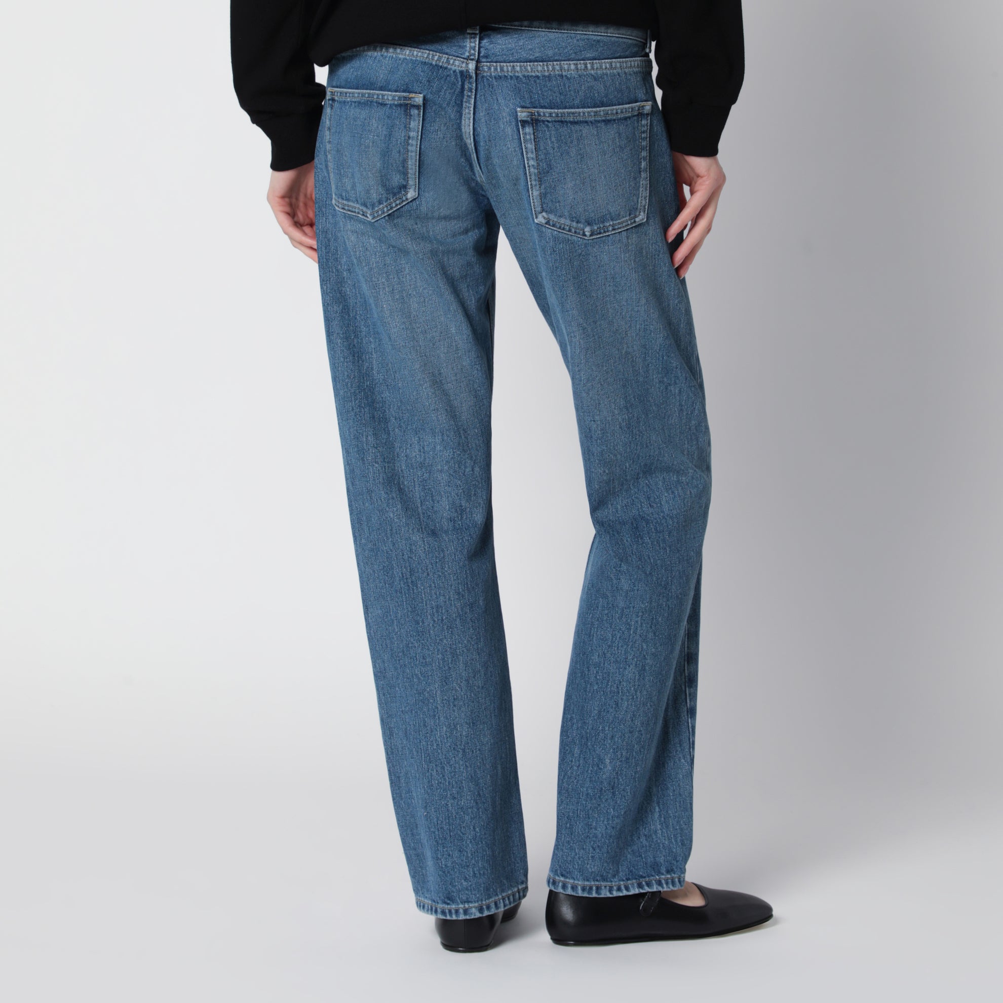 Fima Low-Rise Jeans mit geradem Bein aus Denim, mittelindigo