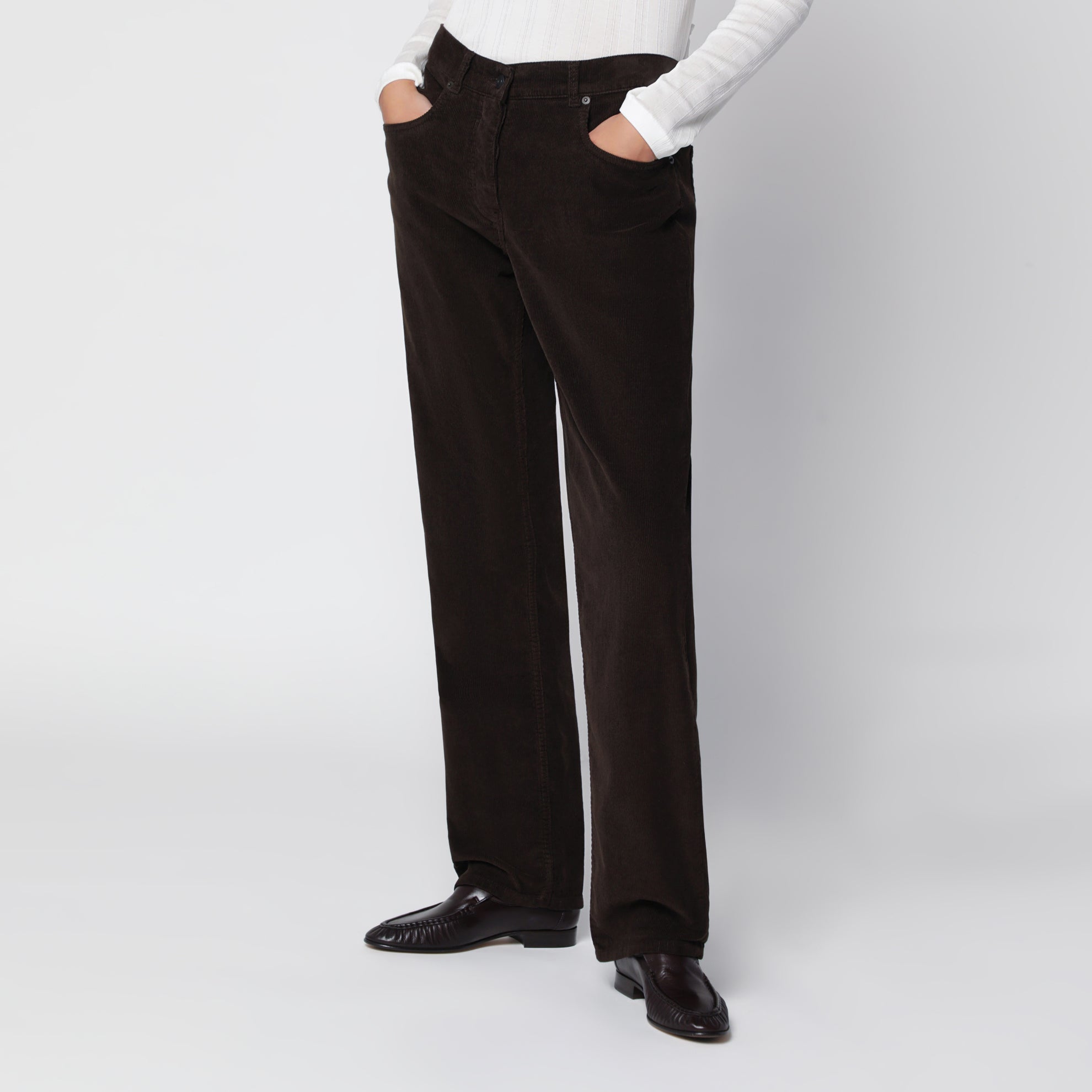Pantalone Frava in velluto a coste marrone scuro