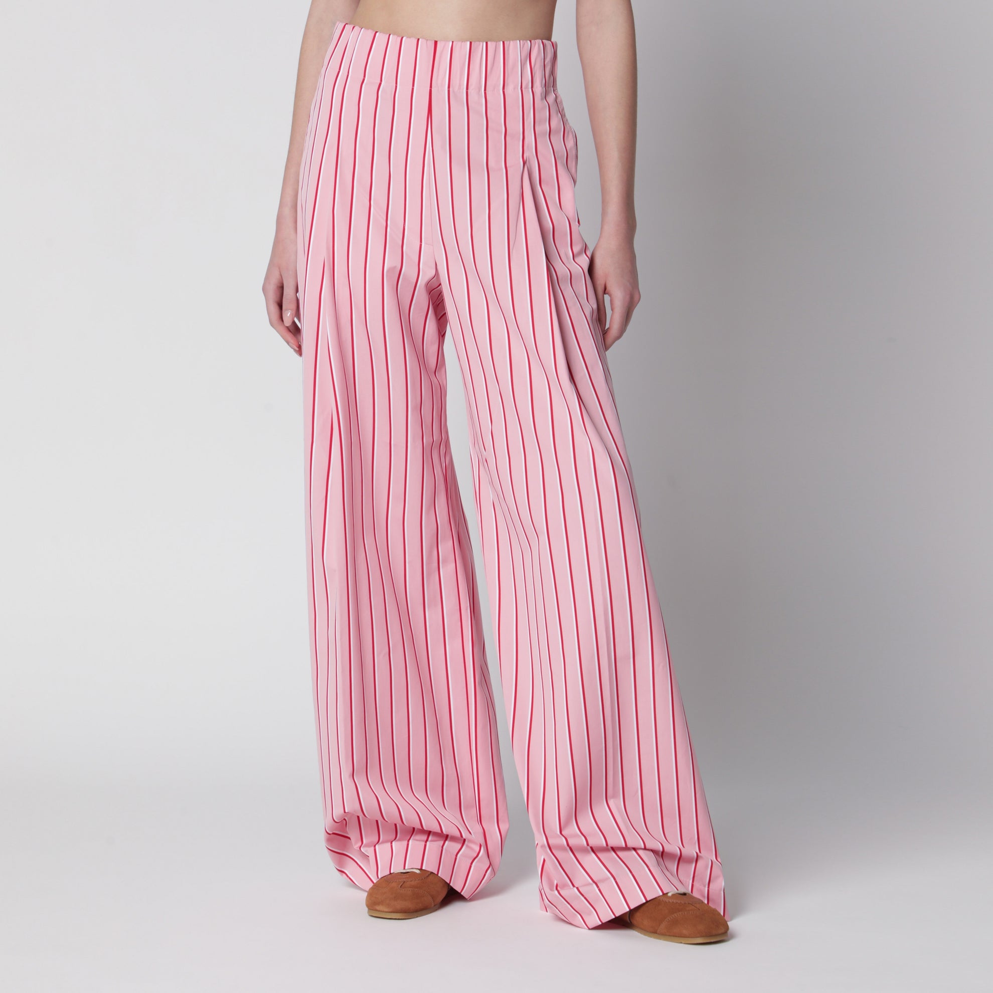 Wide pink striped trousers