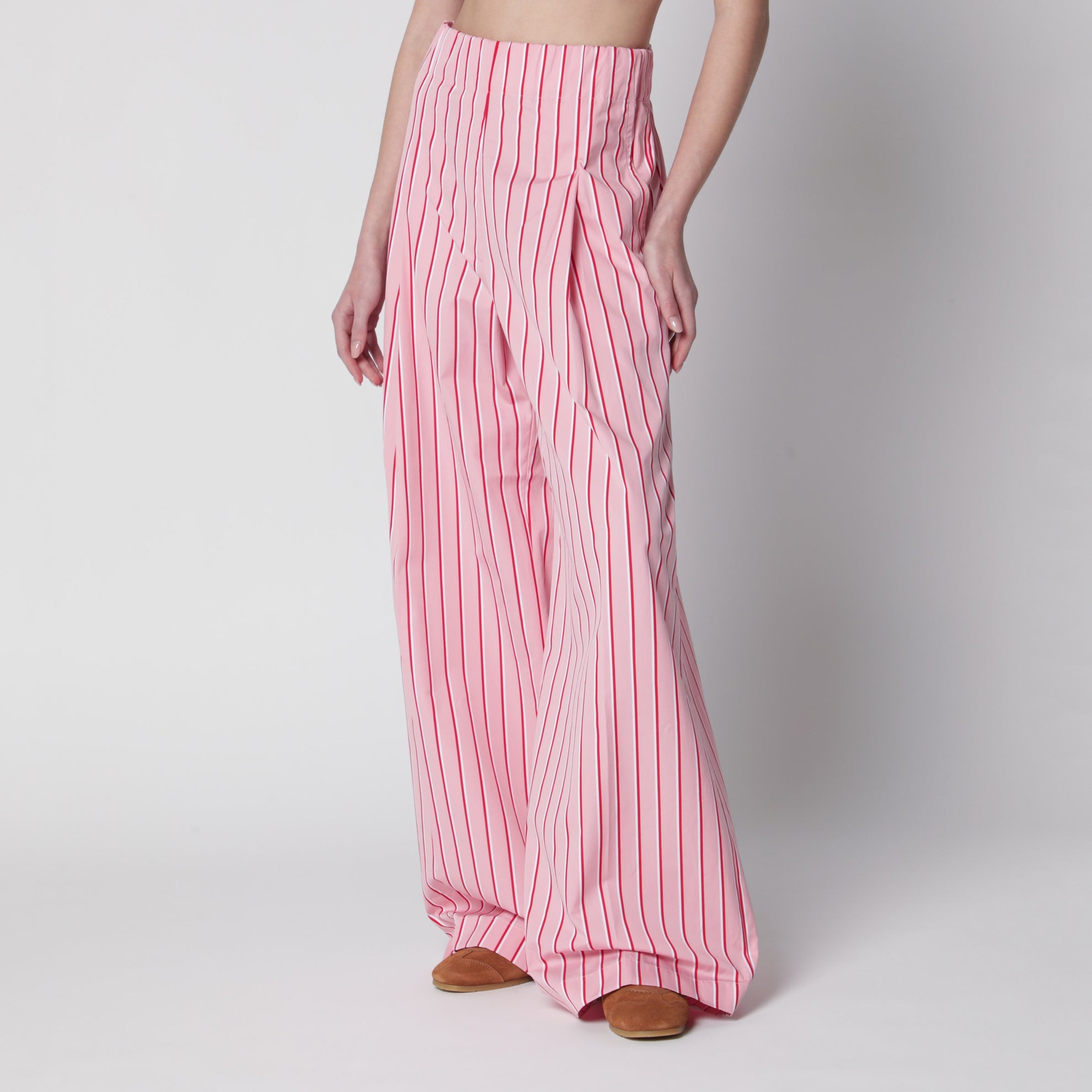 Wide pink striped trousers