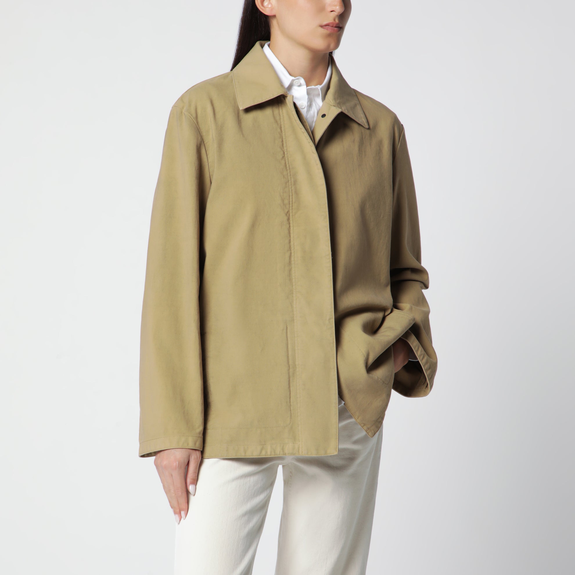 Baeza Jacket in Sandy Buff Beige Cotton