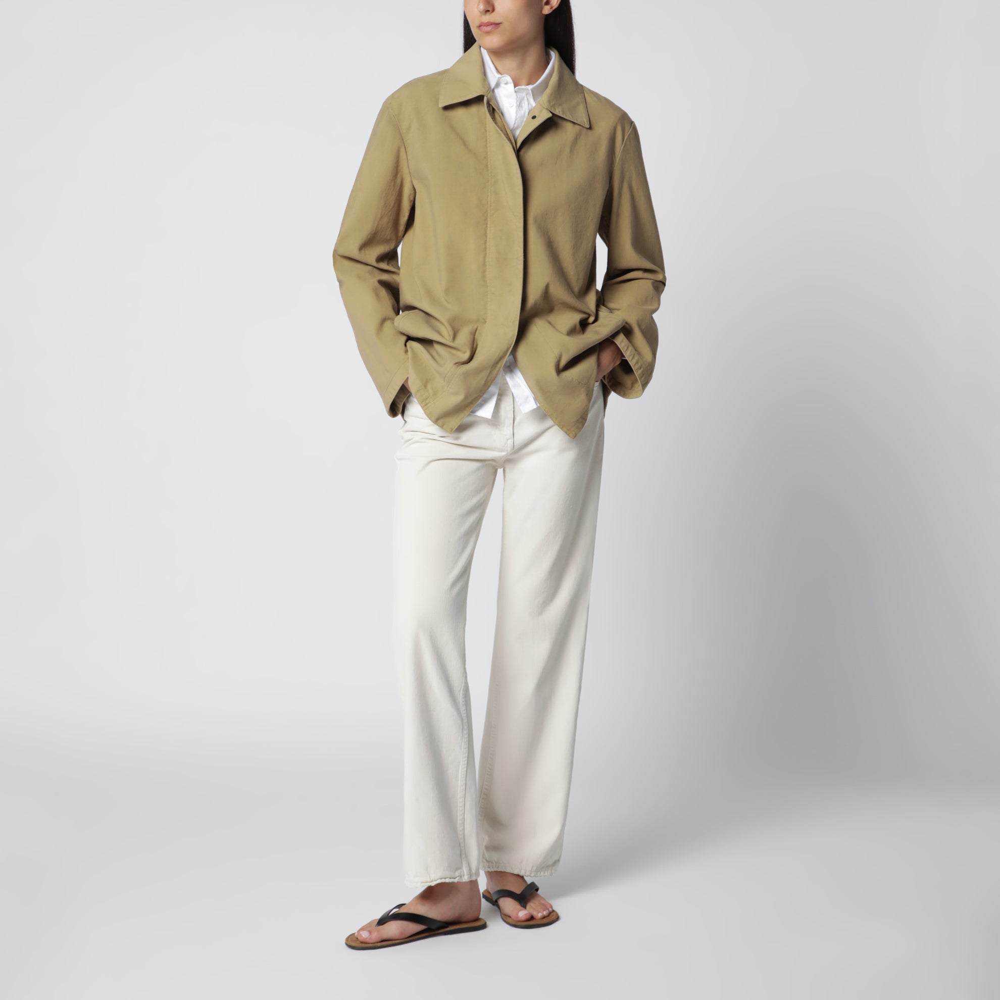 Baeza Jacket in Sandy Buff Beige Cotton