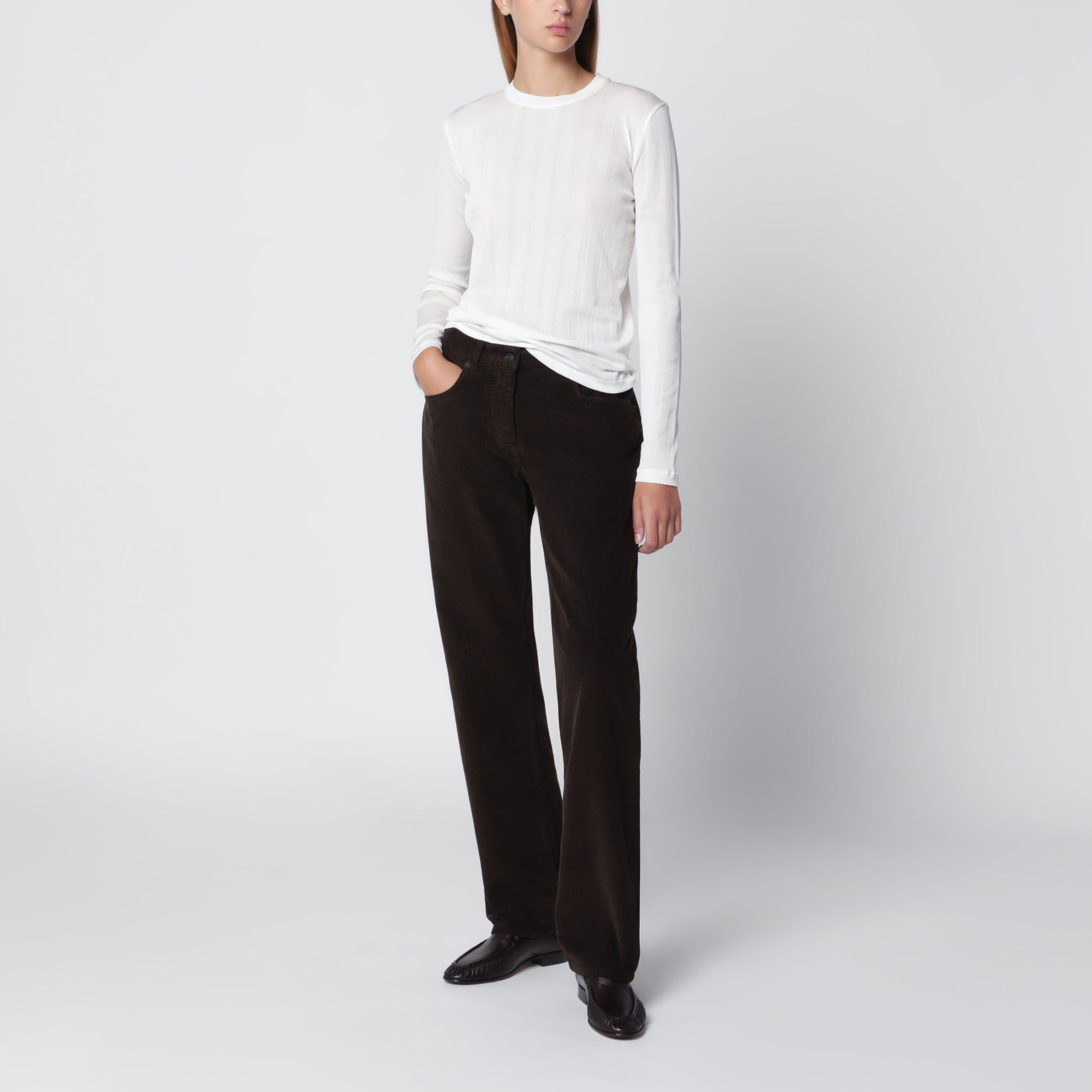 T-shirt Dantea a maniche lunghe in cotone avorio