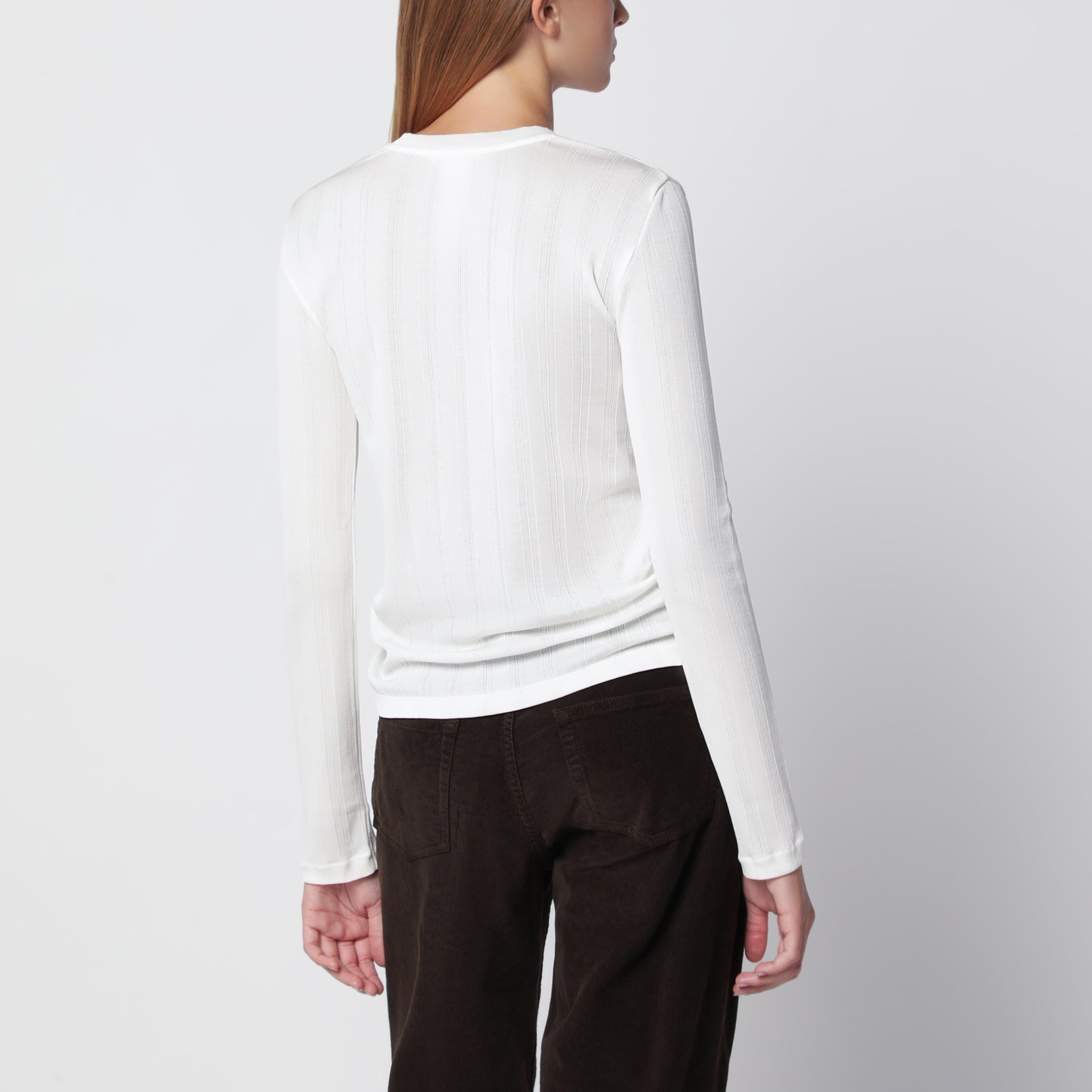 T-shirt Dantea a maniche lunghe in cotone avorio