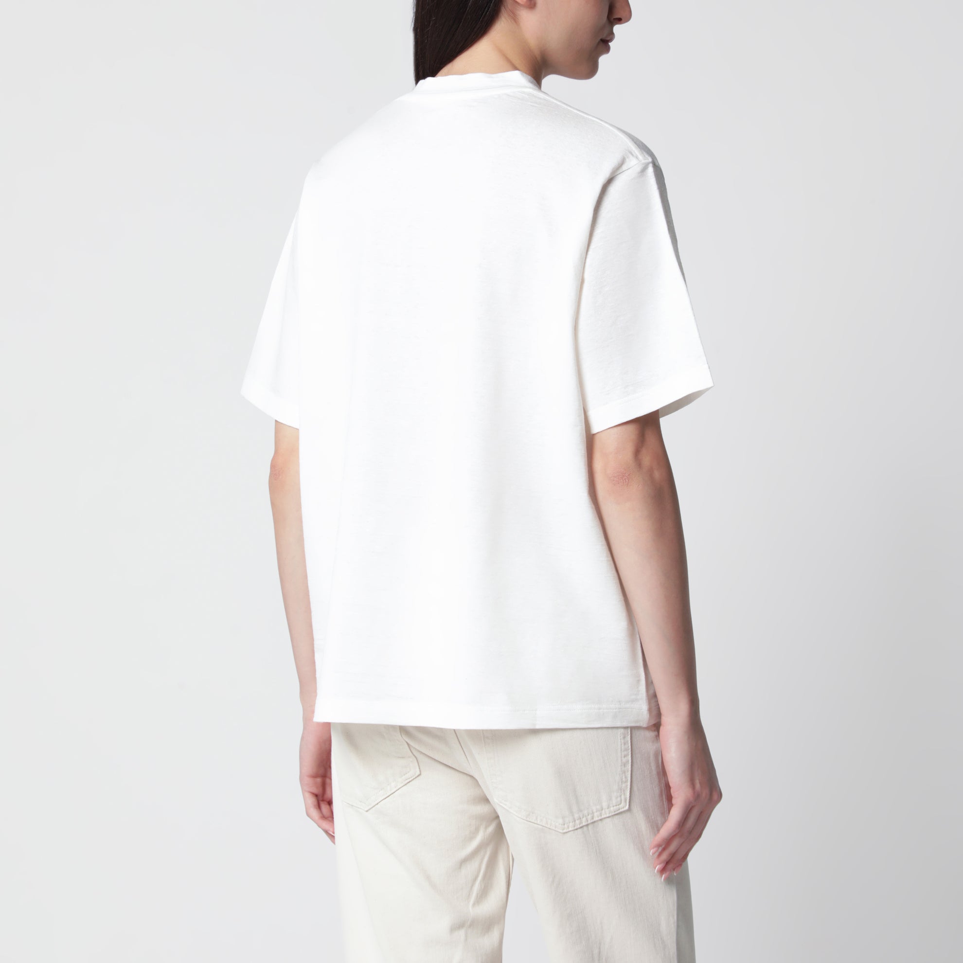 T-shirt Estavo oversize in jersey di lino bianca