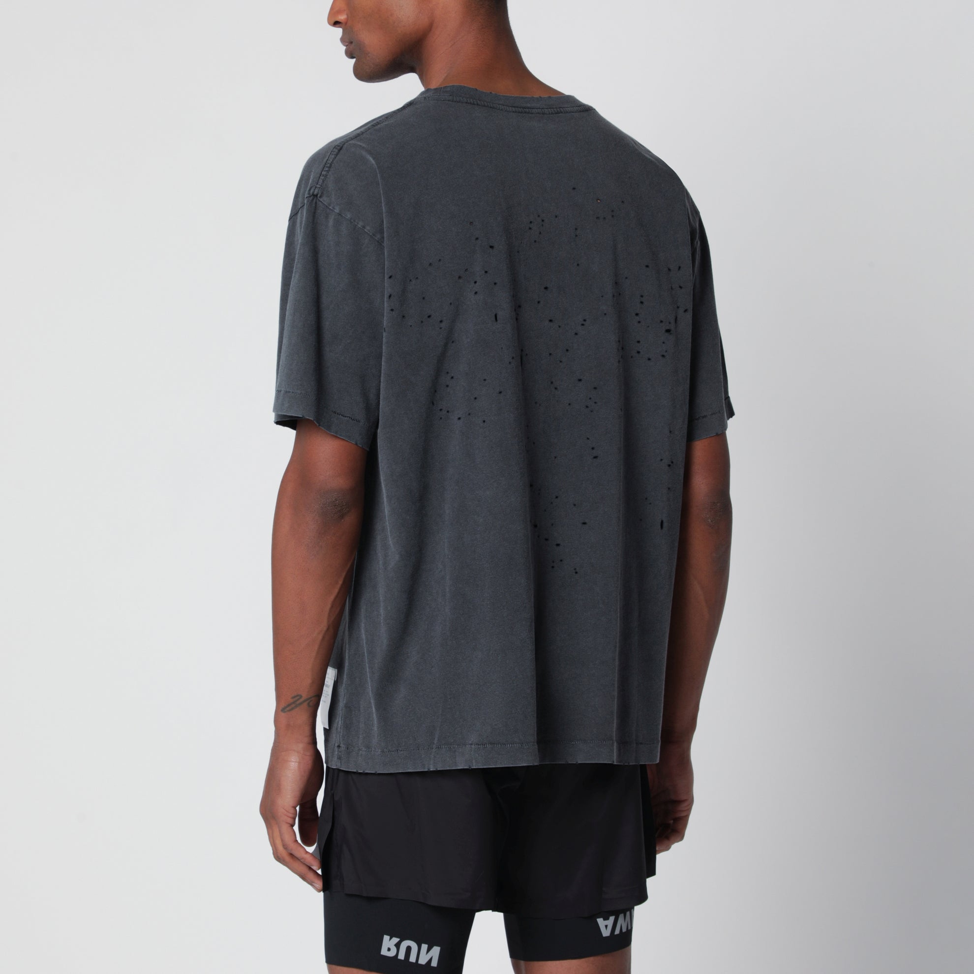 MothTech Aged Black T-shirt with holes