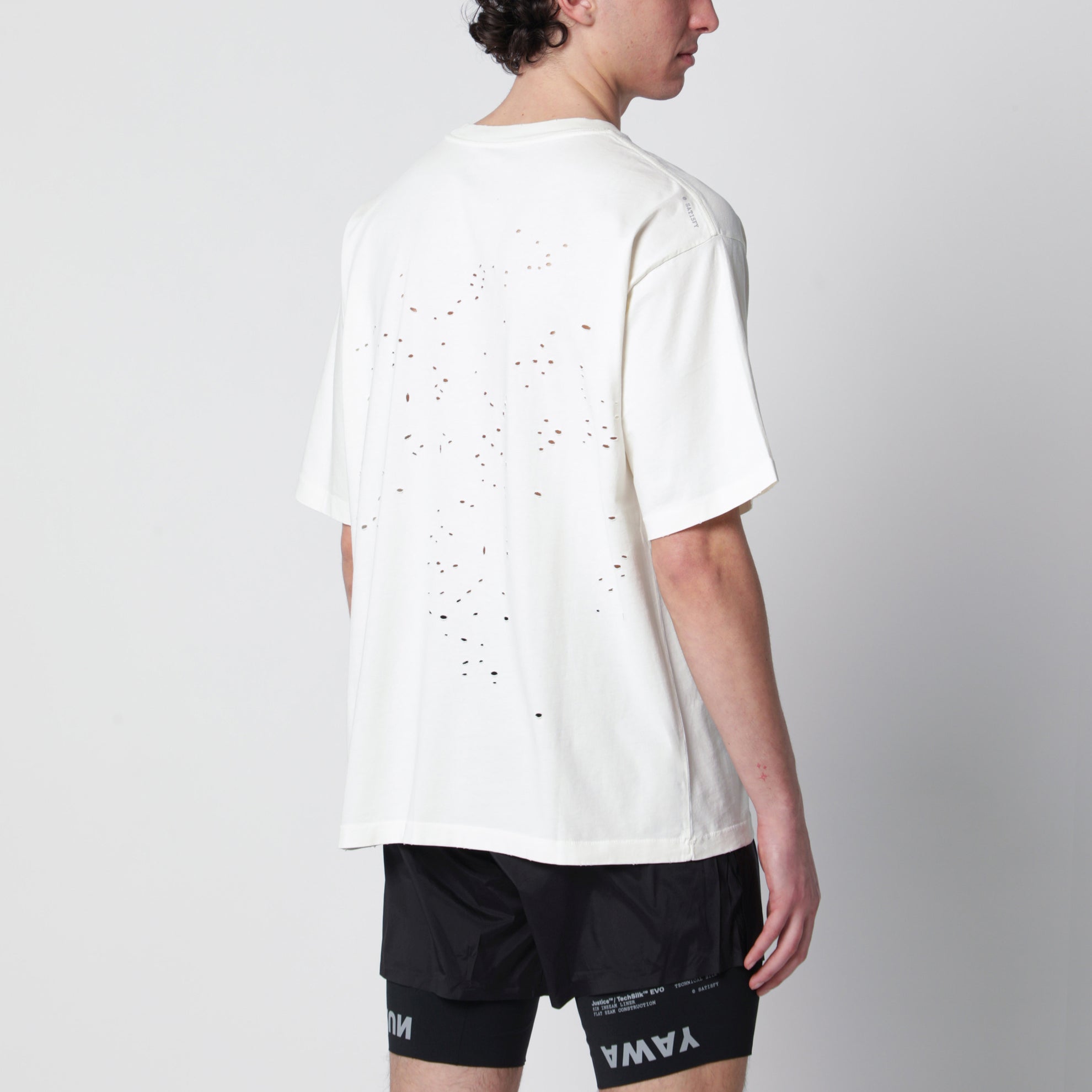 MothTech Aged Ecru T-shirt with holes