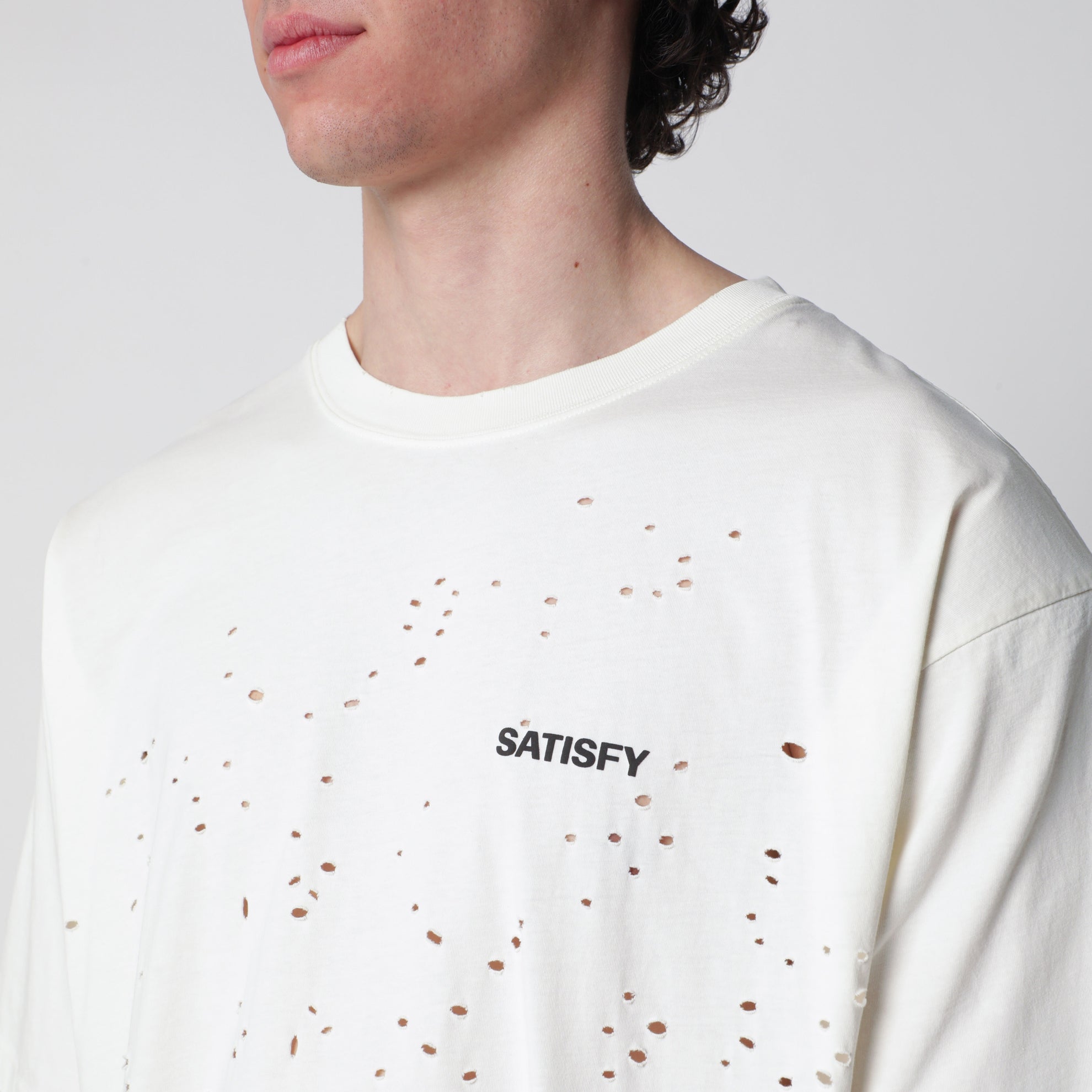 MothTech Aged Ecru T-shirt with holes