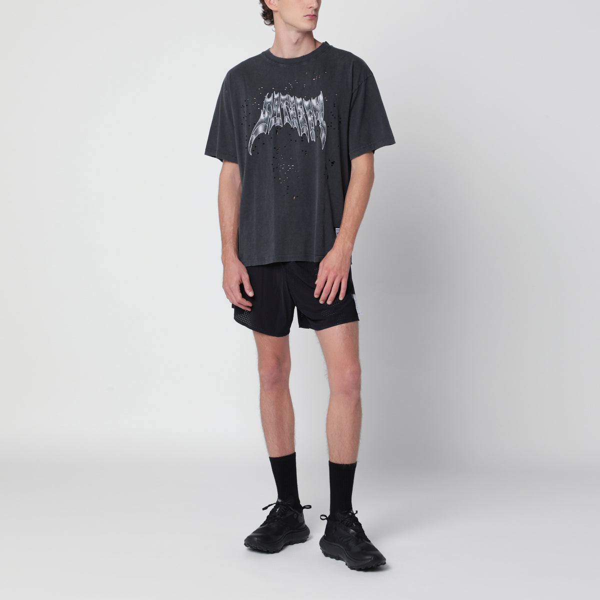 Aged Black MothTech T-shirt in cotton