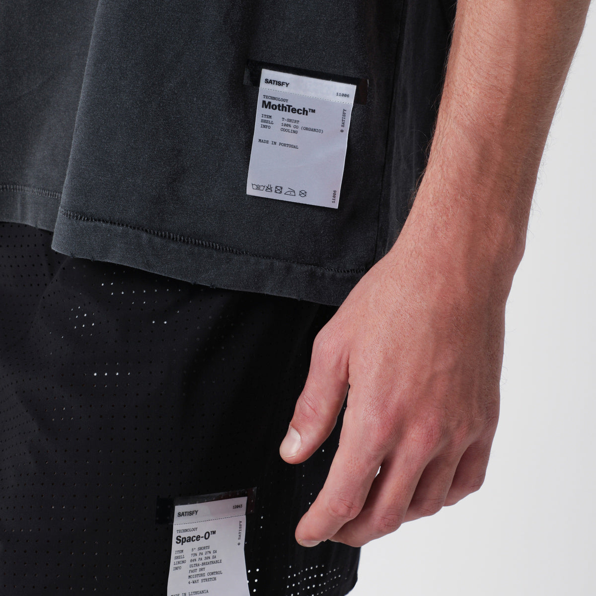 Aged Black MothTech T-shirt in cotton