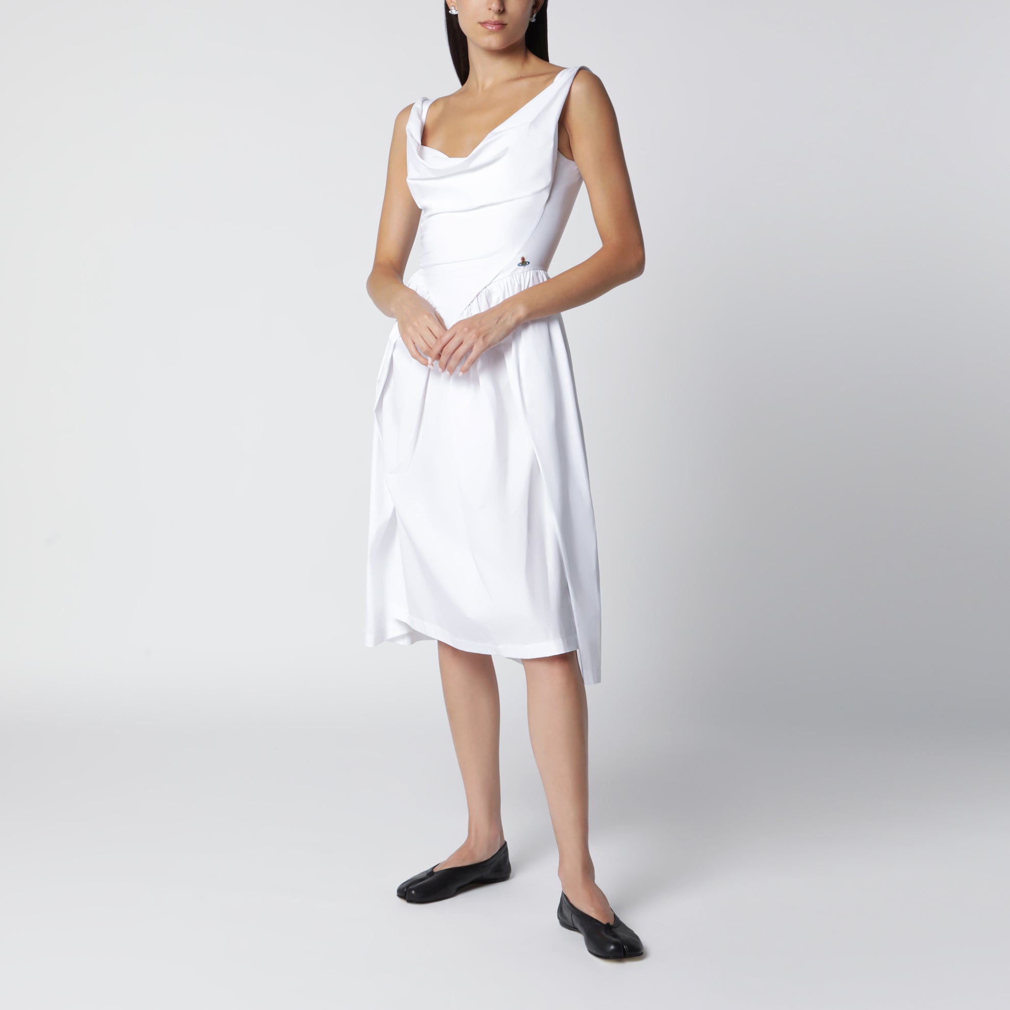 Robe Sunday midi en popeline de coton blanche