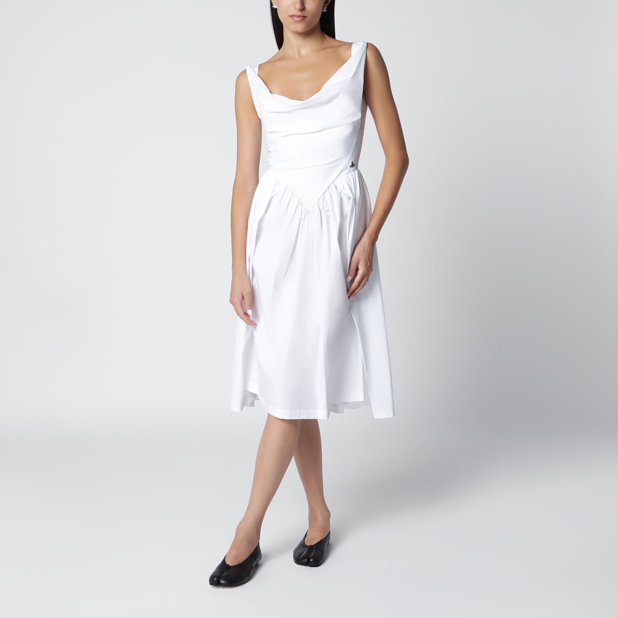 Robe Sunday midi en popeline de coton blanche