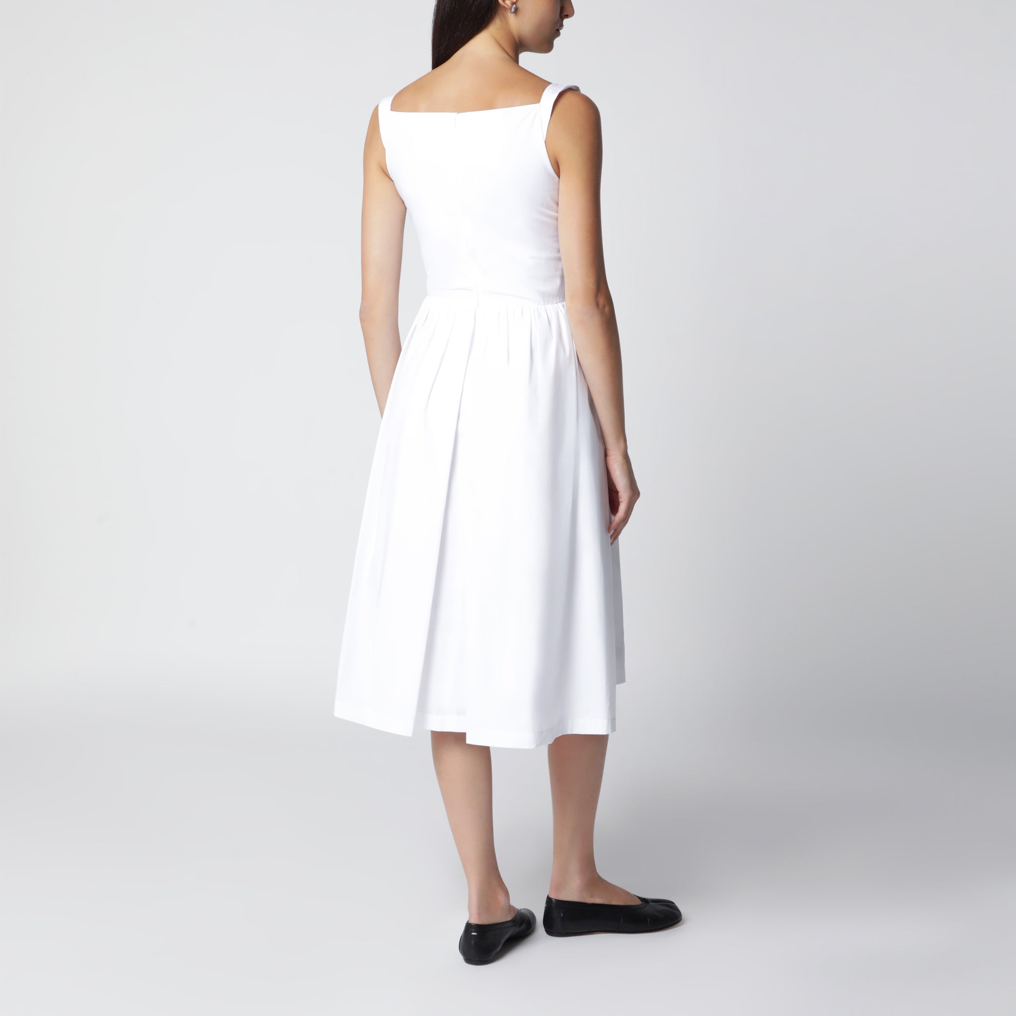 Robe Sunday midi en popeline de coton blanche