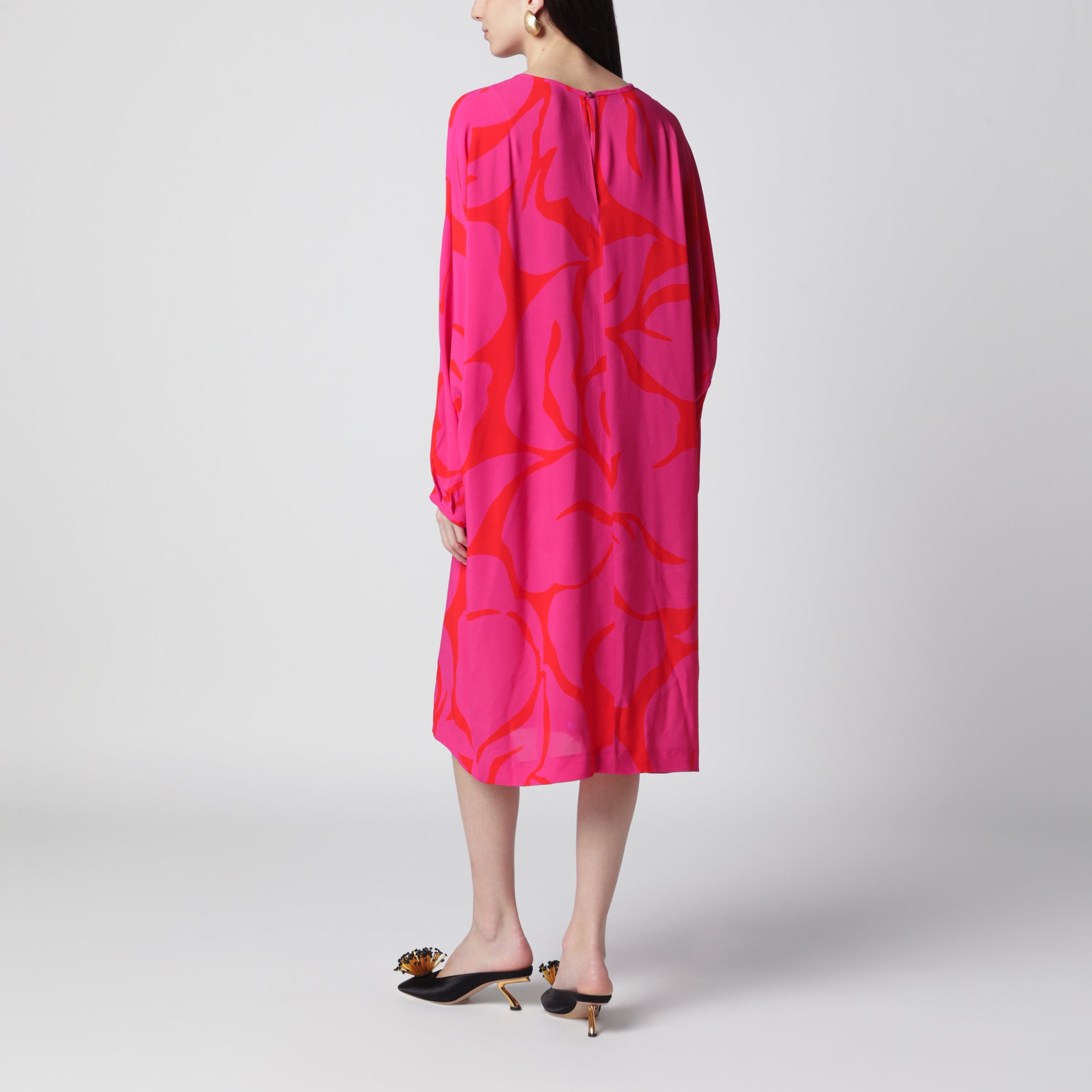 Dress with Fuchsia Print in Viscose