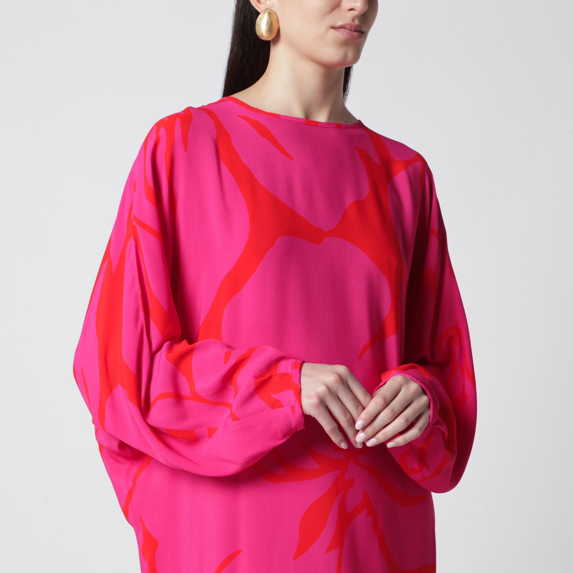 Dress with Fuchsia Print in Viscose