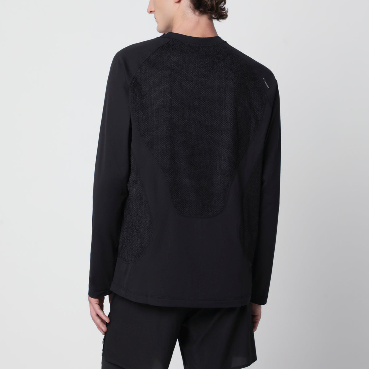 Schwarzes FuzzFleece Octa Langarm-T-Shirt