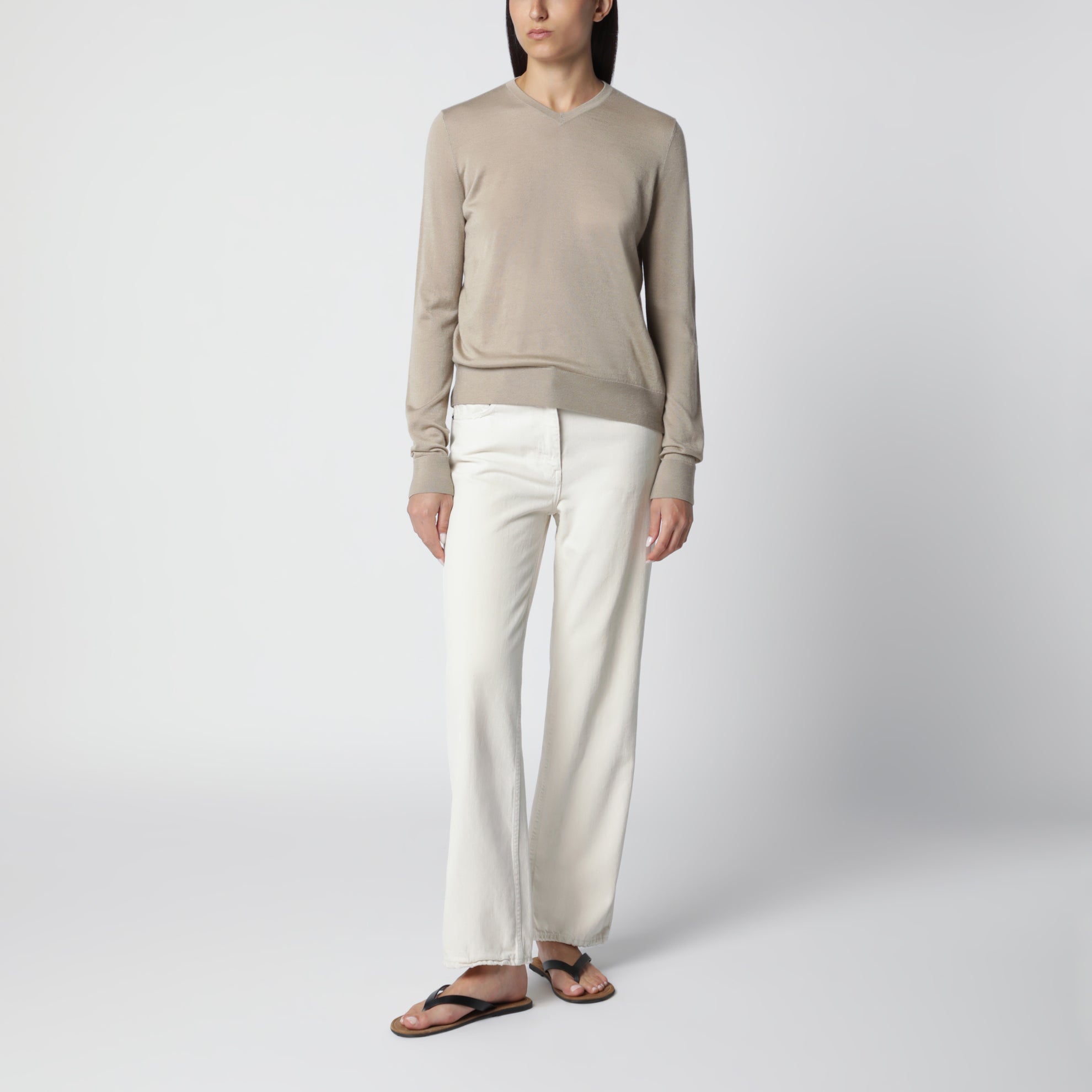 Pull Ondre en cachemire et soie taupe