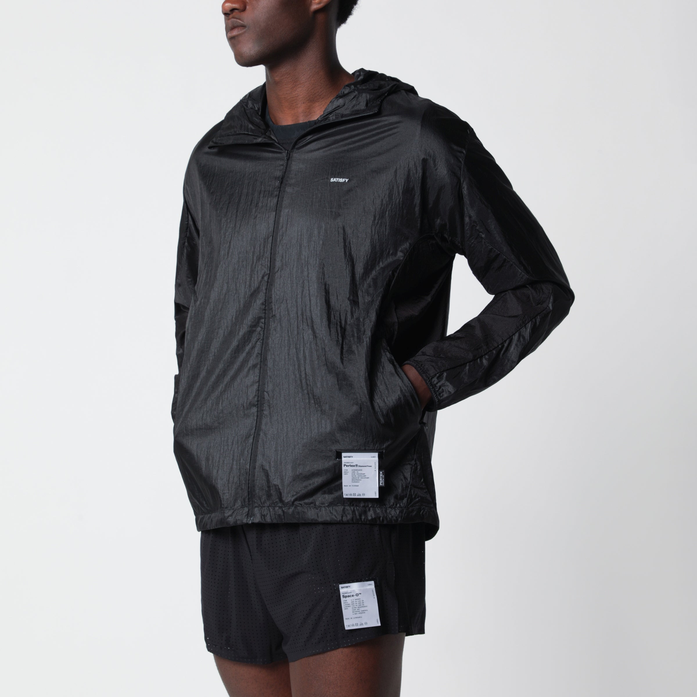 Satisfy Black Pertex Diamond Fuse windbreaker jacket | TheDoubleF
