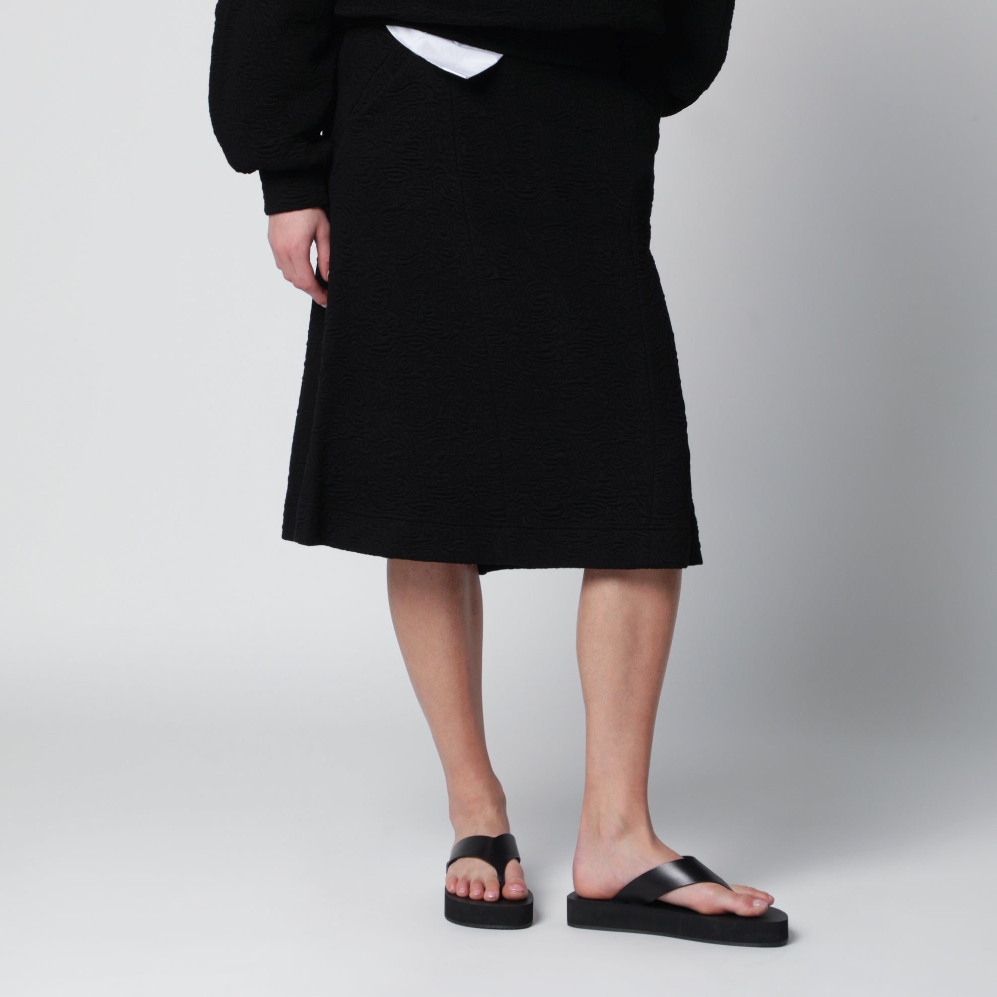 Black viscose-blend skirt