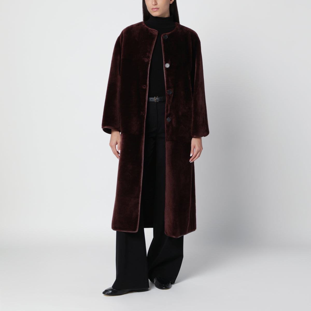 Manteau réversible Rilana Mahogany en cuir