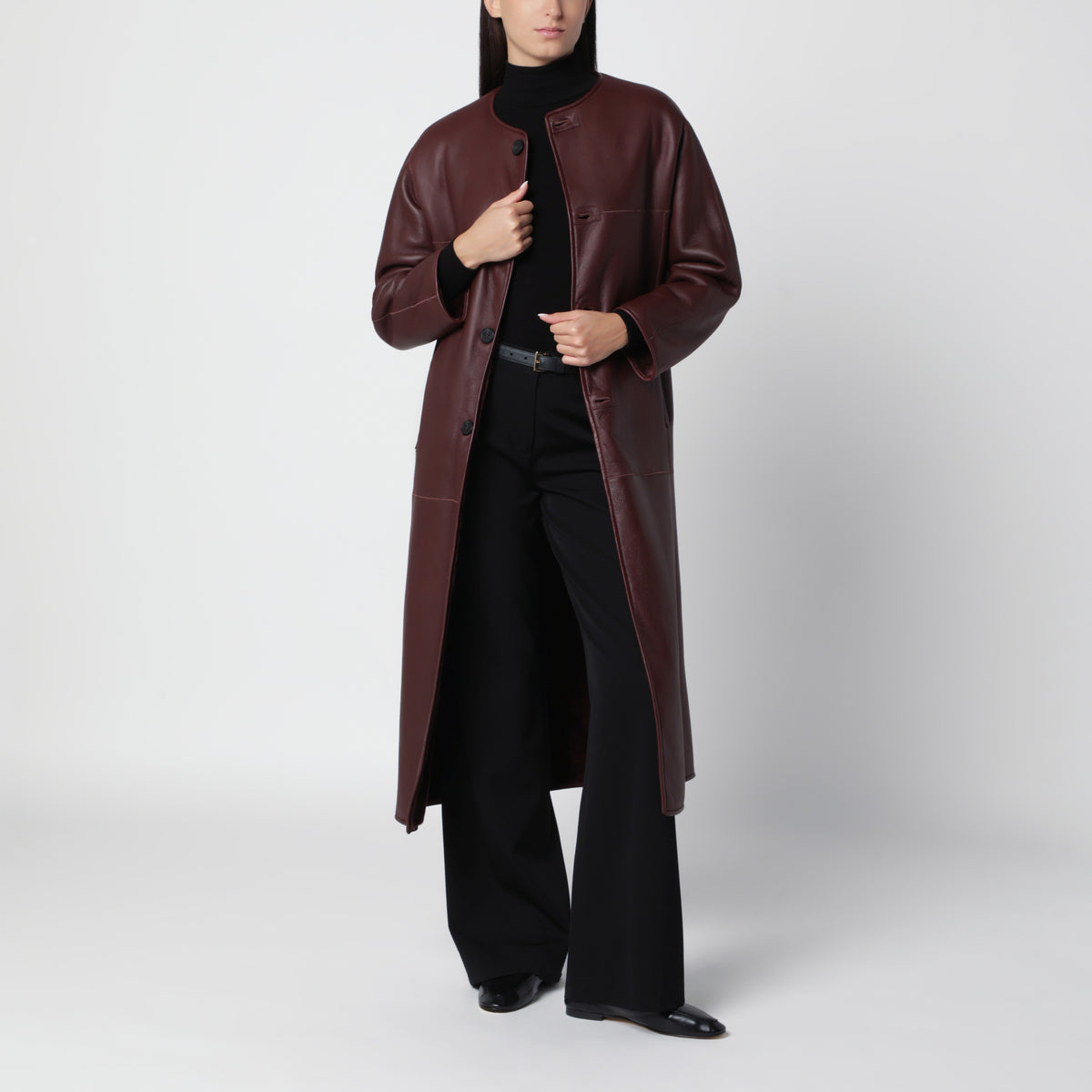 Manteau réversible Rilana Mahogany en cuir