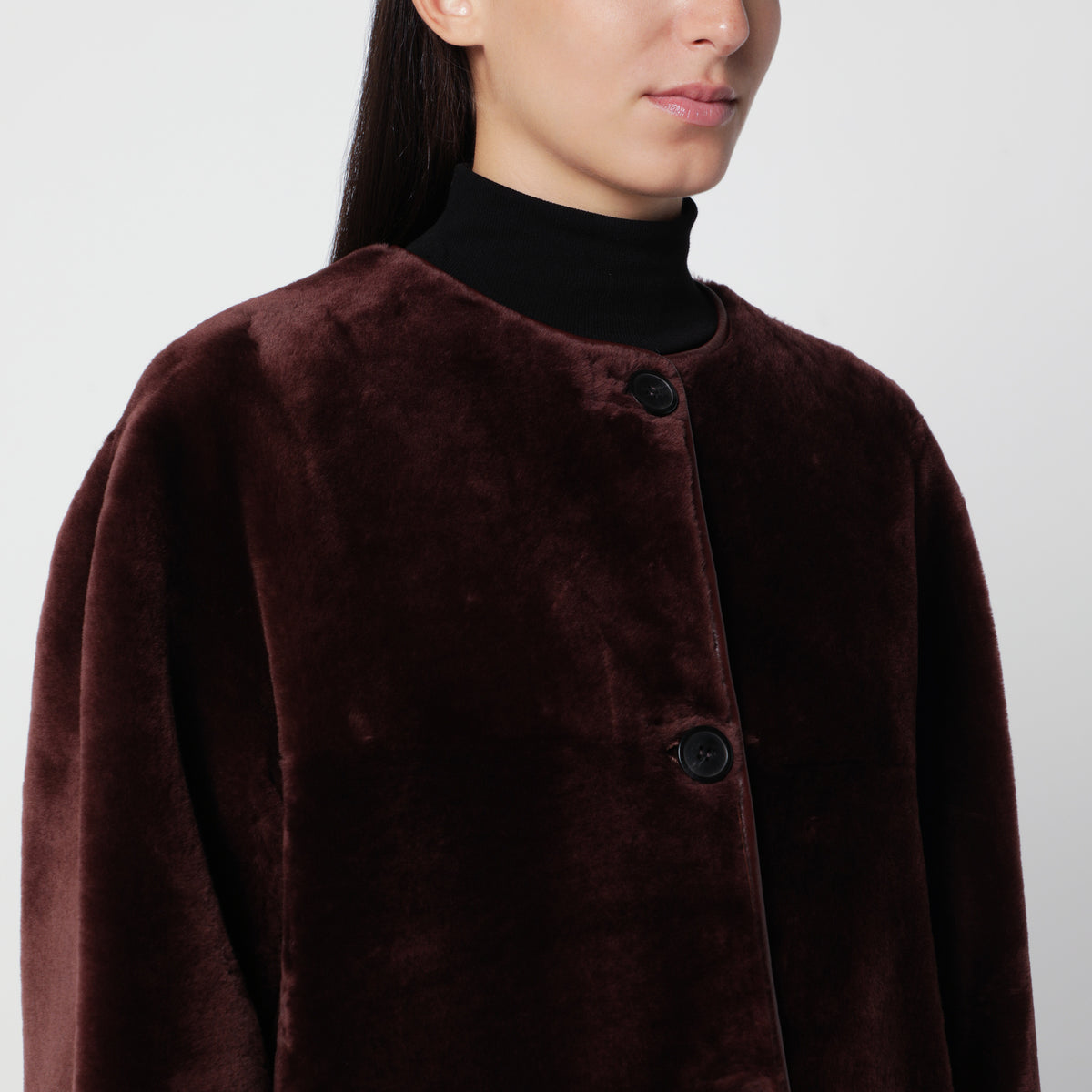 Manteau réversible Rilana Mahogany en cuir