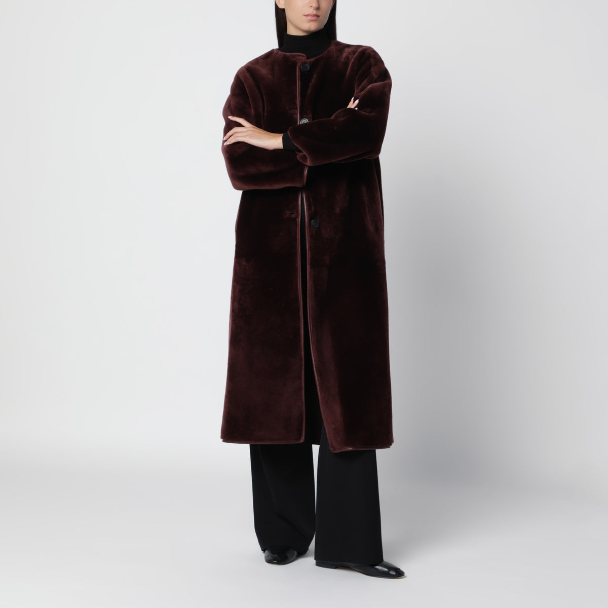 Manteau réversible Rilana Mahogany en cuir