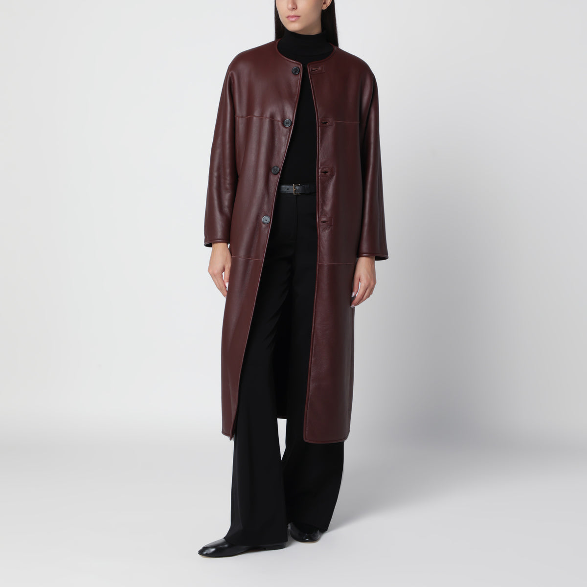 Manteau réversible Rilana Mahogany en cuir