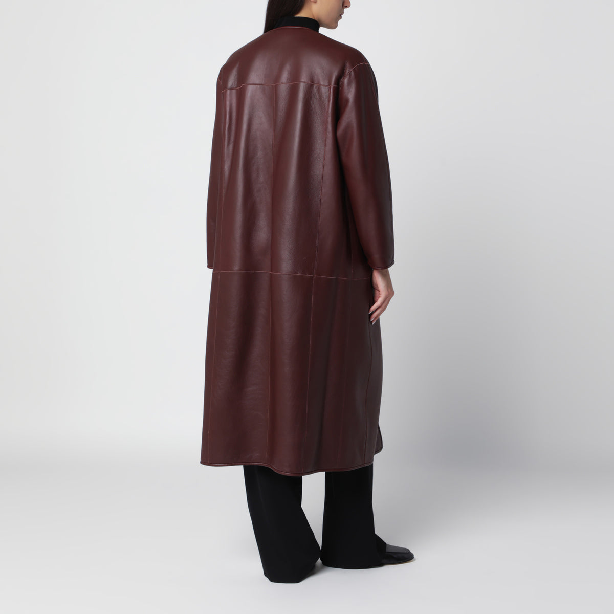 Manteau réversible Rilana Mahogany en cuir