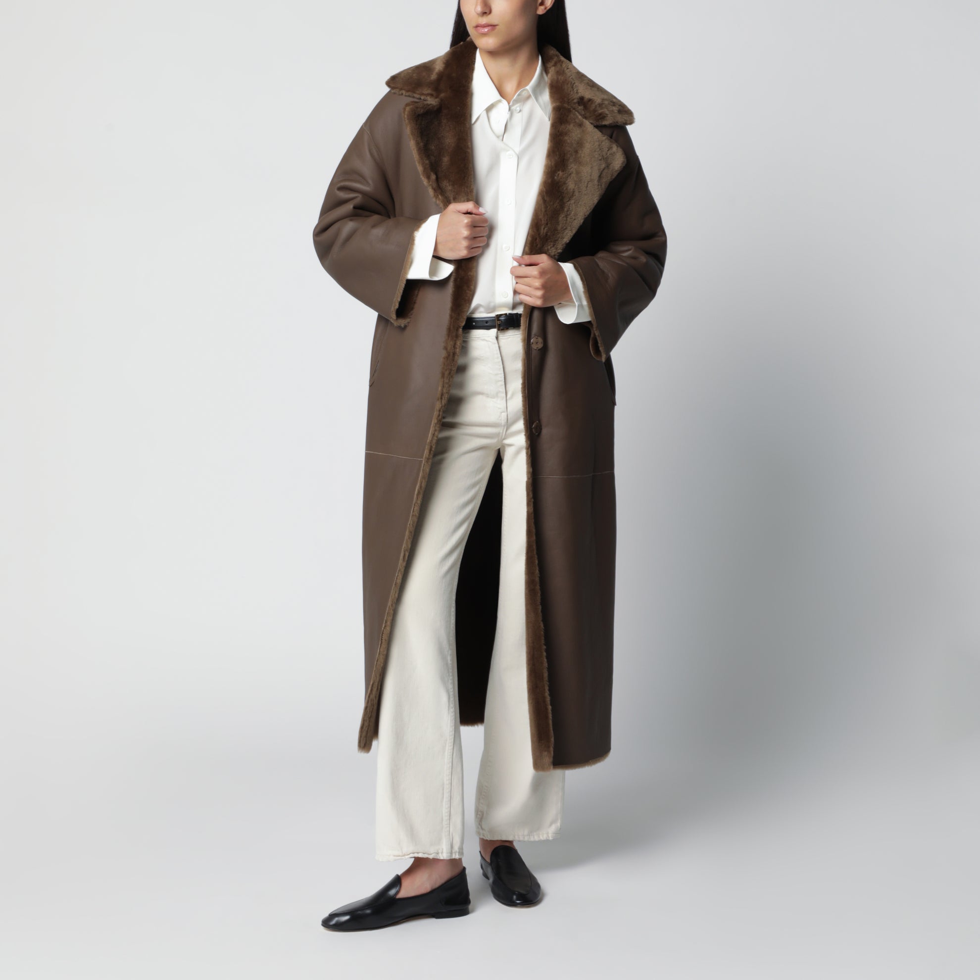 Brown Rein reversible leather coat
