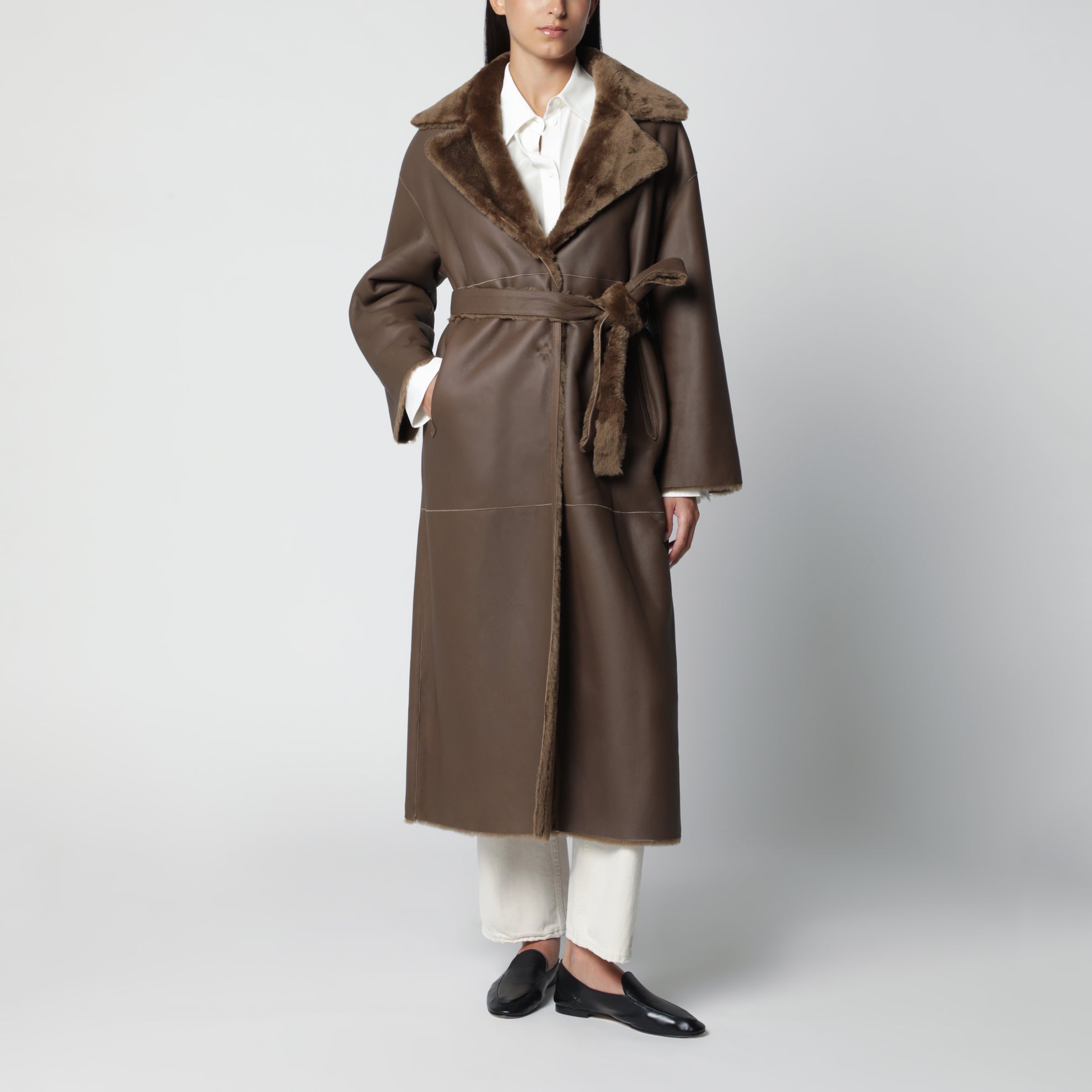 Brown Rein reversible leather coat