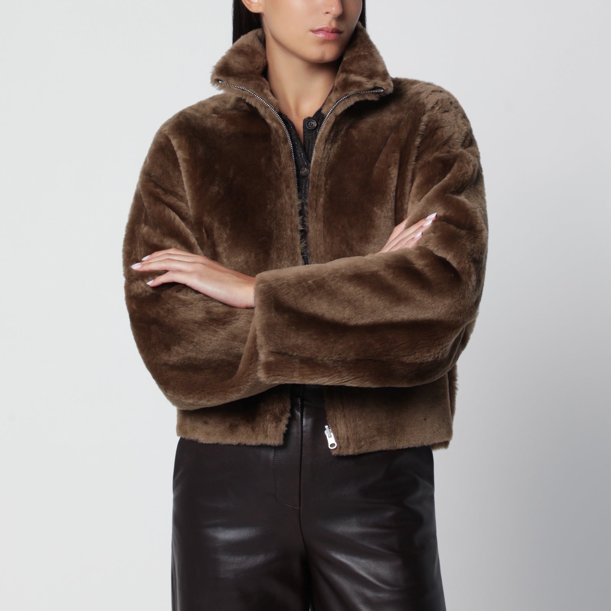 Veste zippée réversible Indy marron