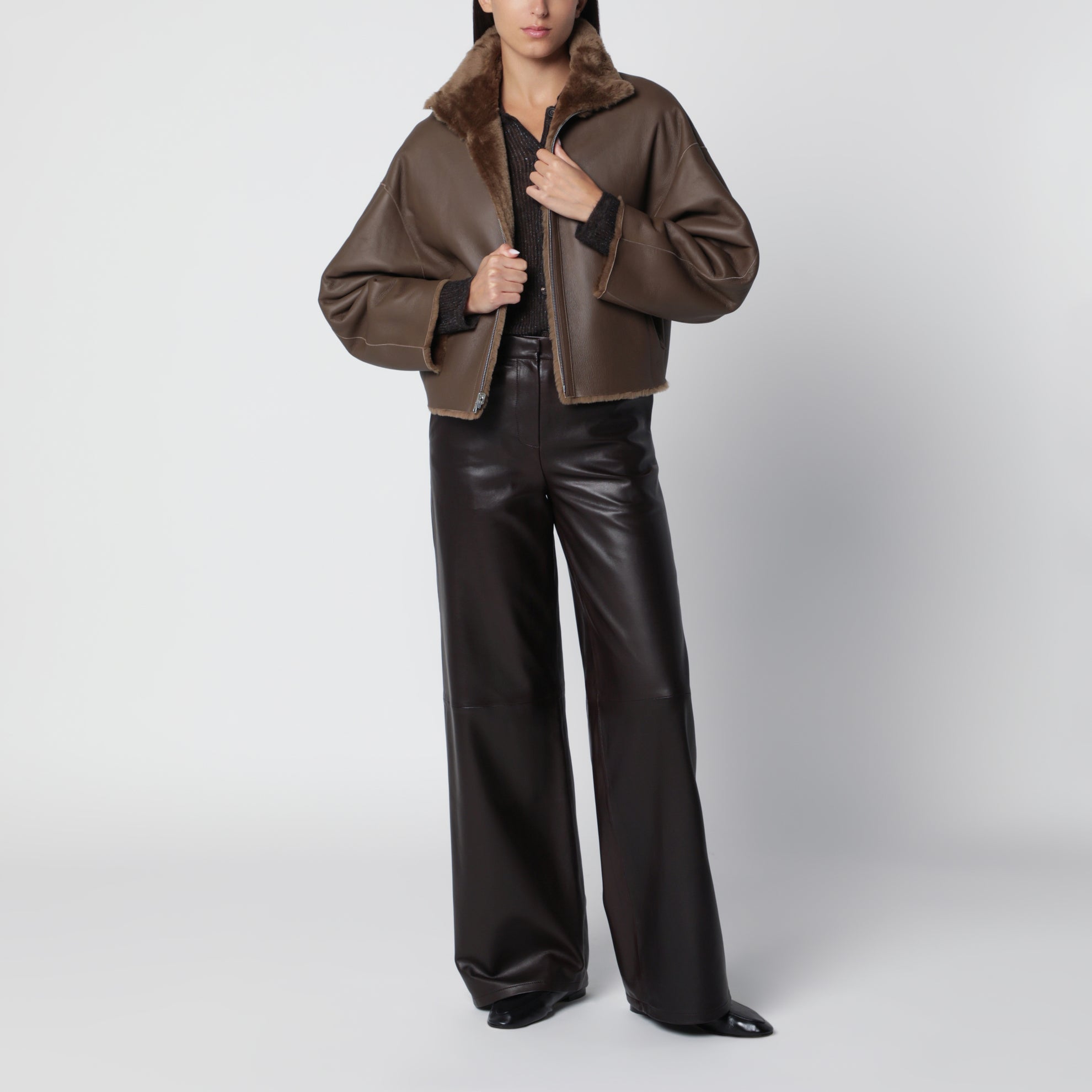 Veste zippée réversible Indy marron